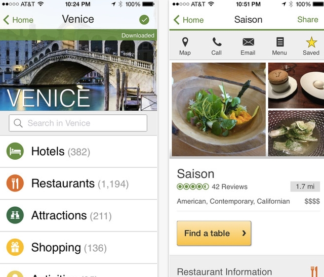 TripAdvisor iOS app