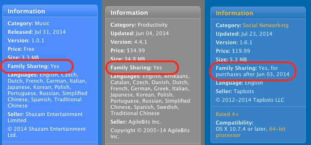 iOS 8 family sharing