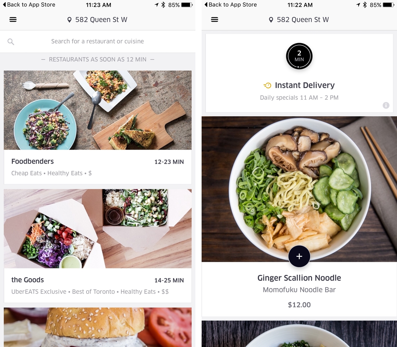 UberEATS Toronto iOS app
