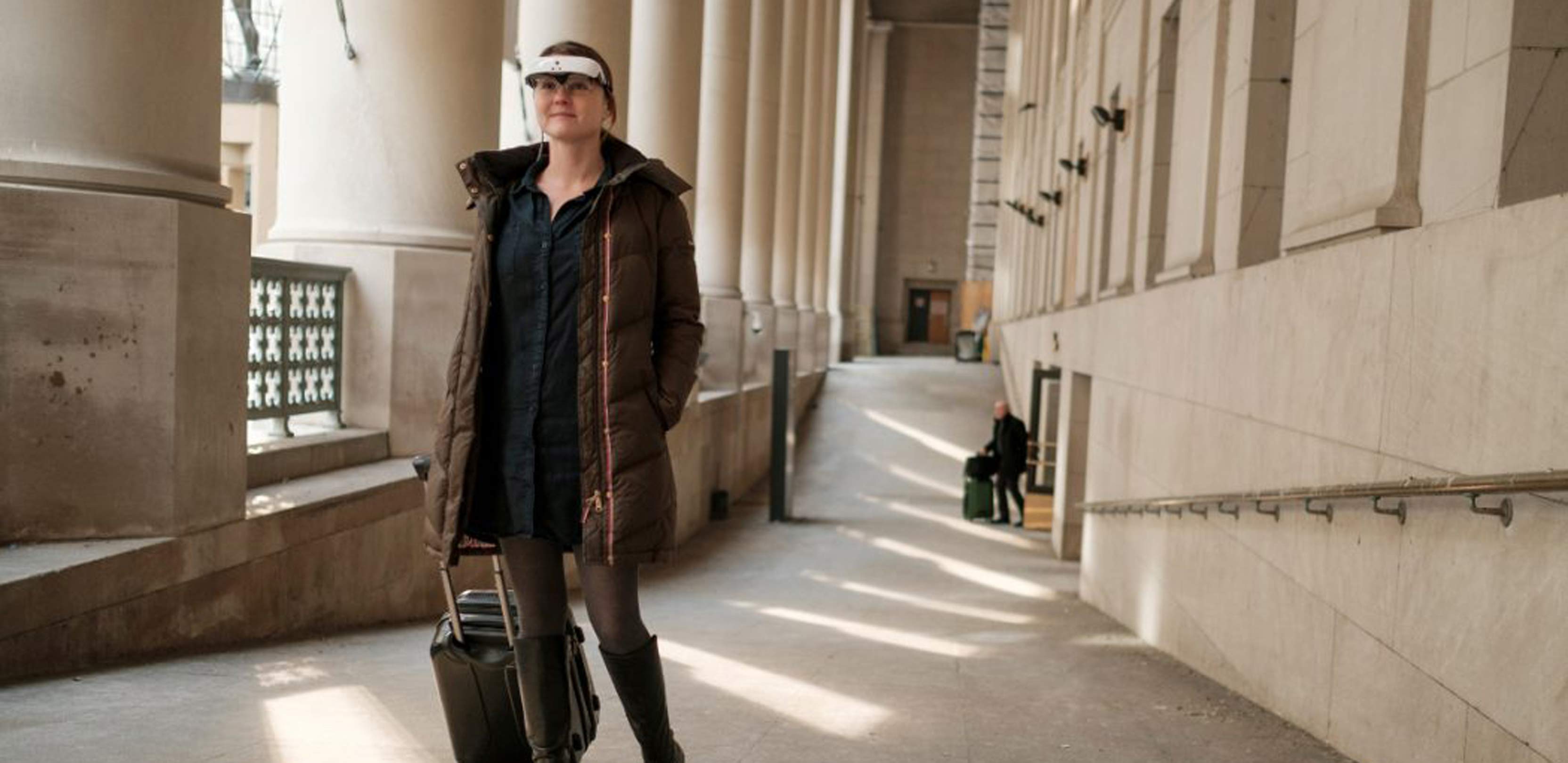 Person wearing eSight glasses