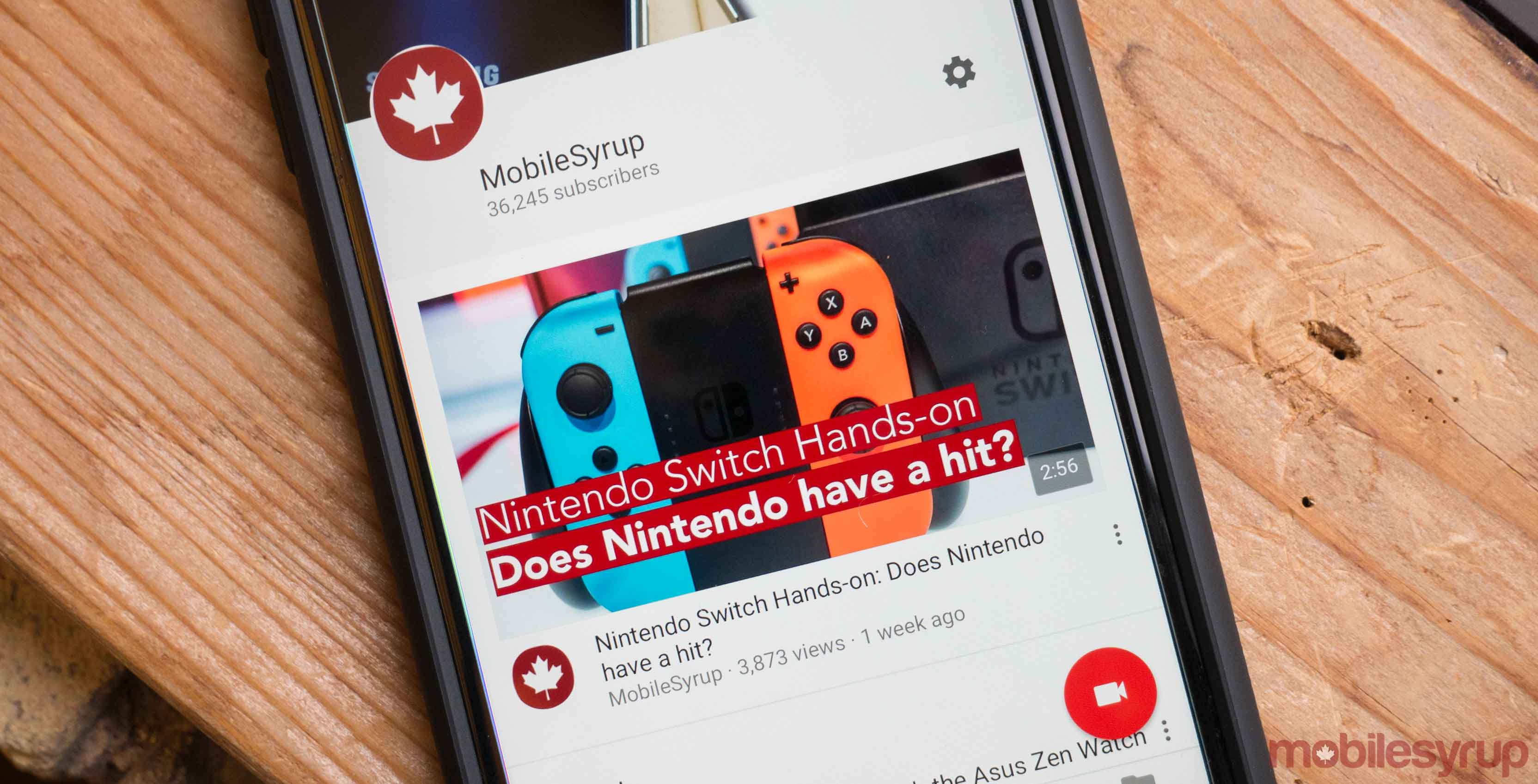 YouTube App displaying MobileSyrup - YouTube live streaming