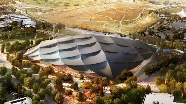 top of roof with multiple waves - google's campus expansion