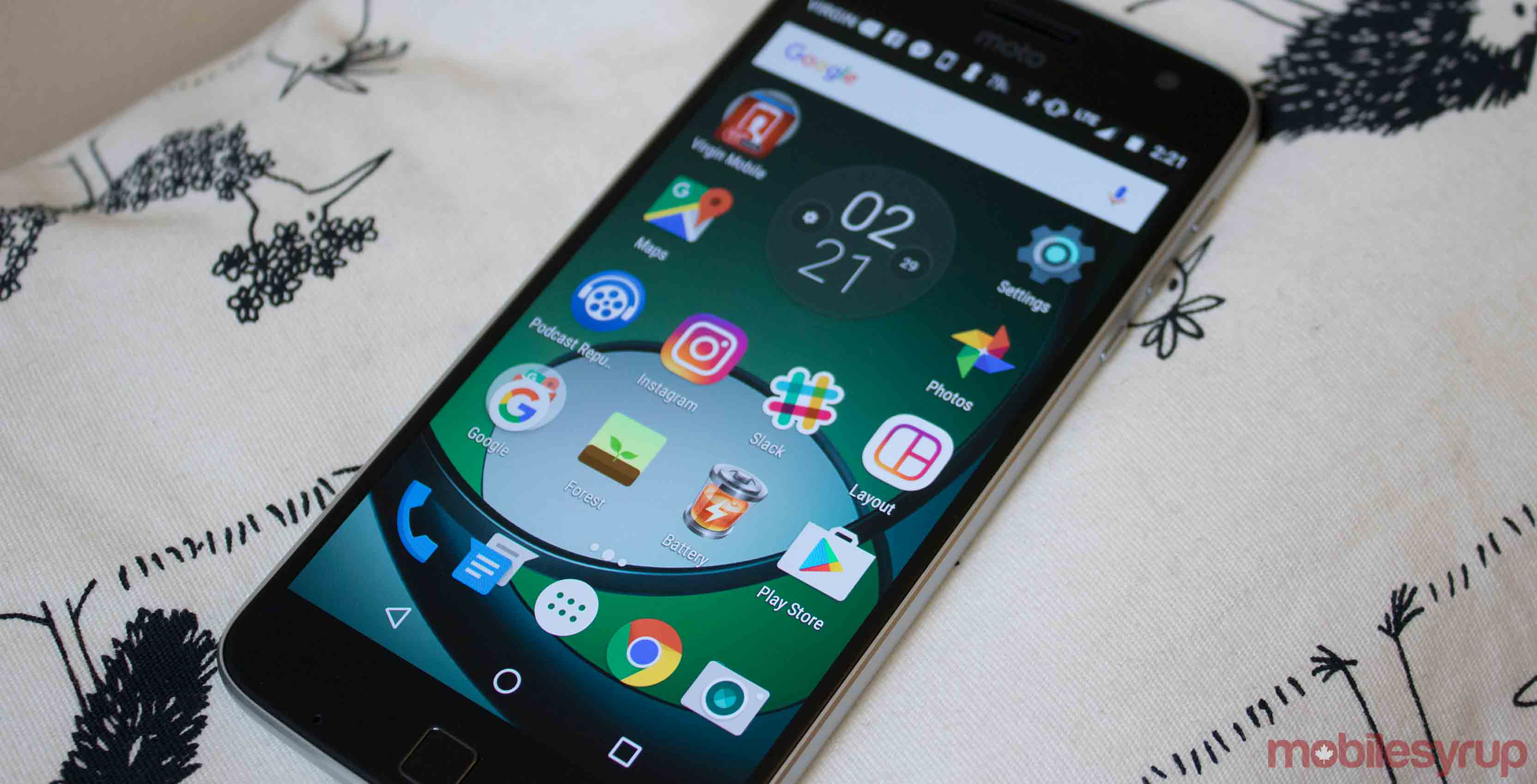 Moto Z Play on table