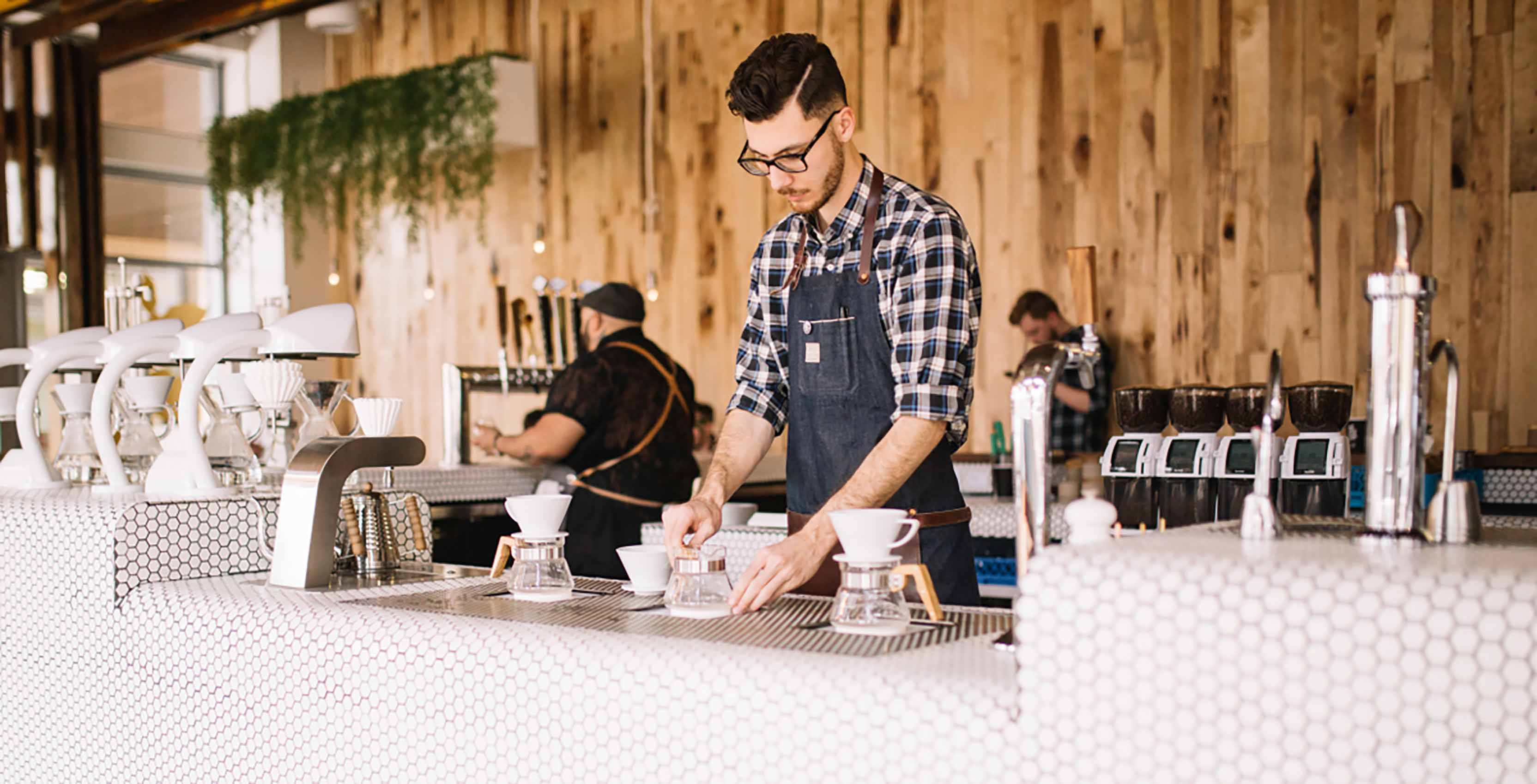 Man working at counter