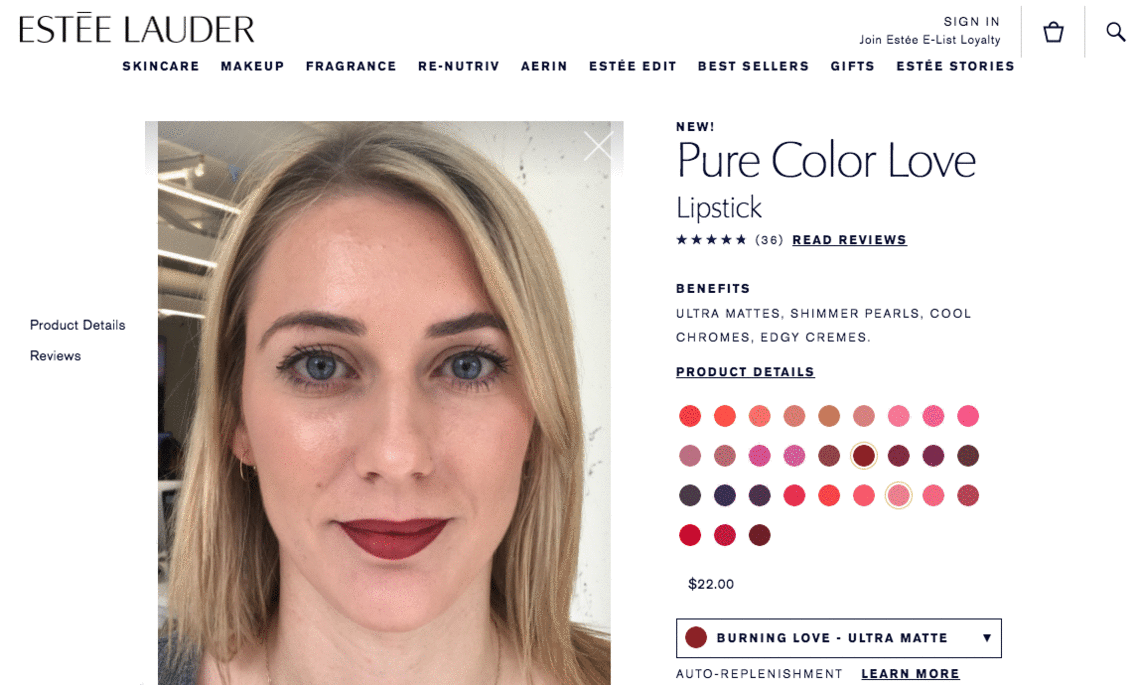 GIF of woman trying different lipstick shades
