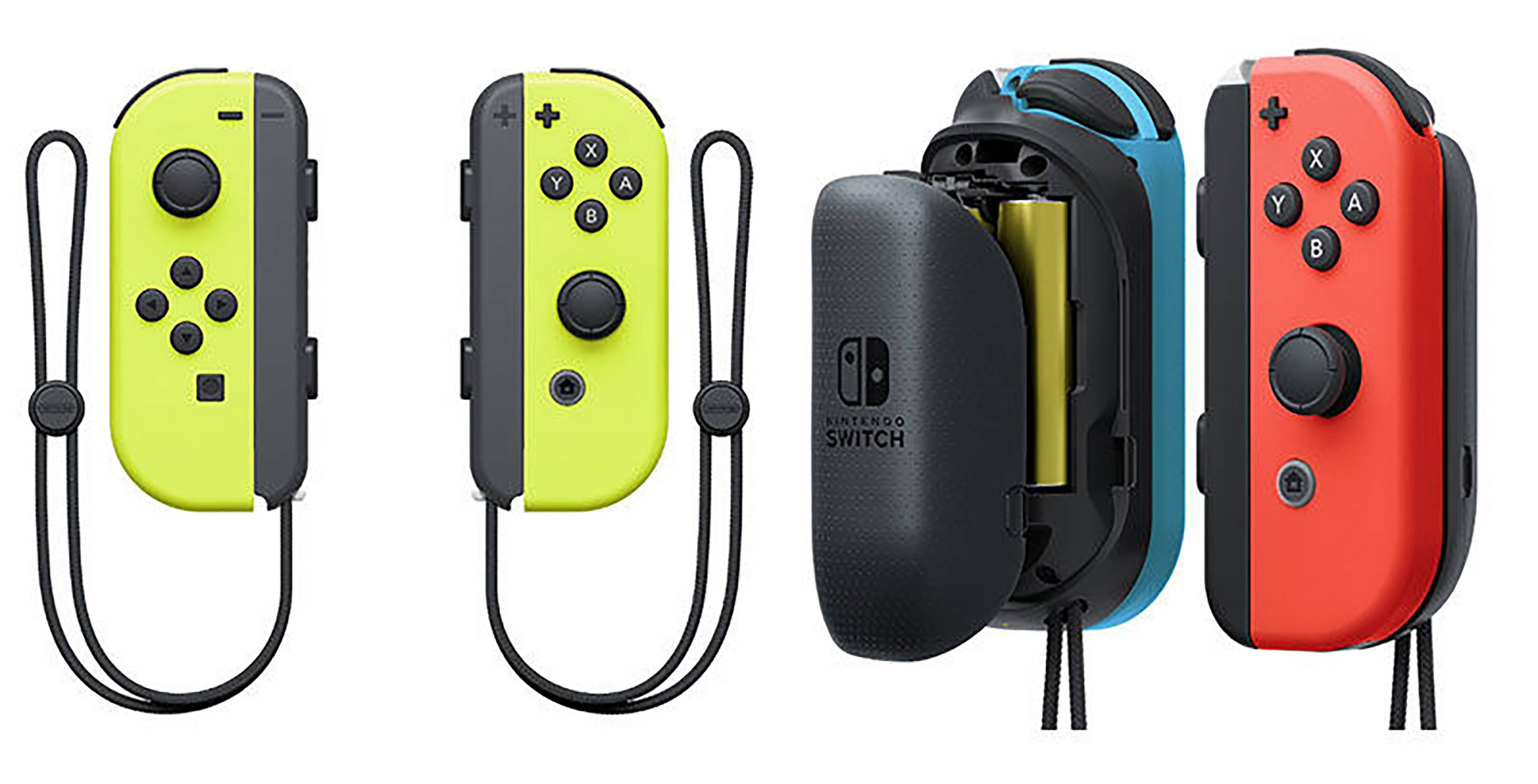 neon yellow joycons with the red joycon