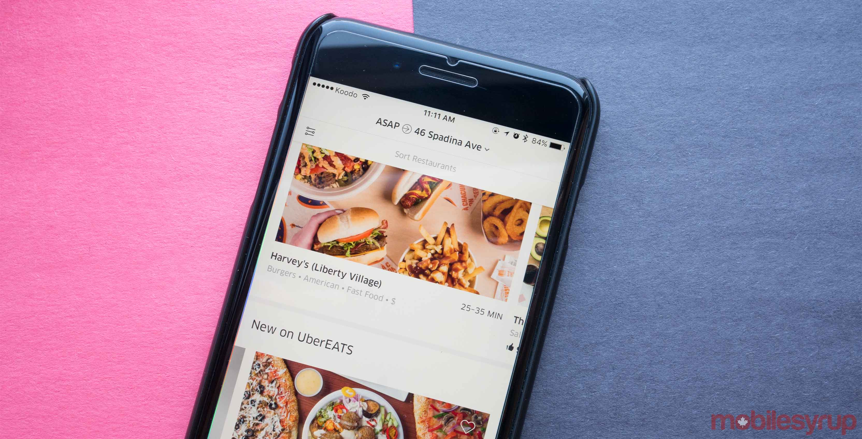 Uber Eats app on phone