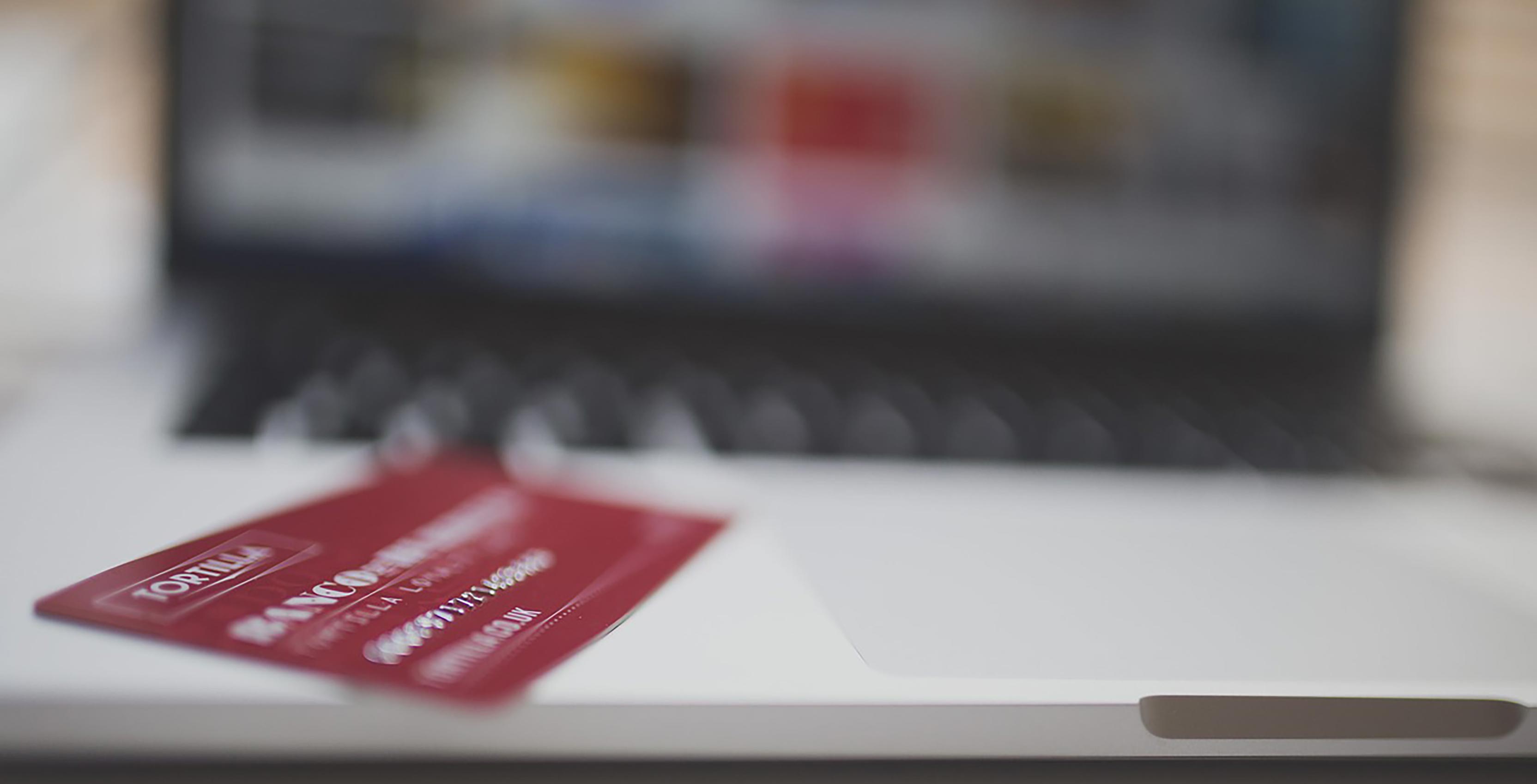 Credit card on computer