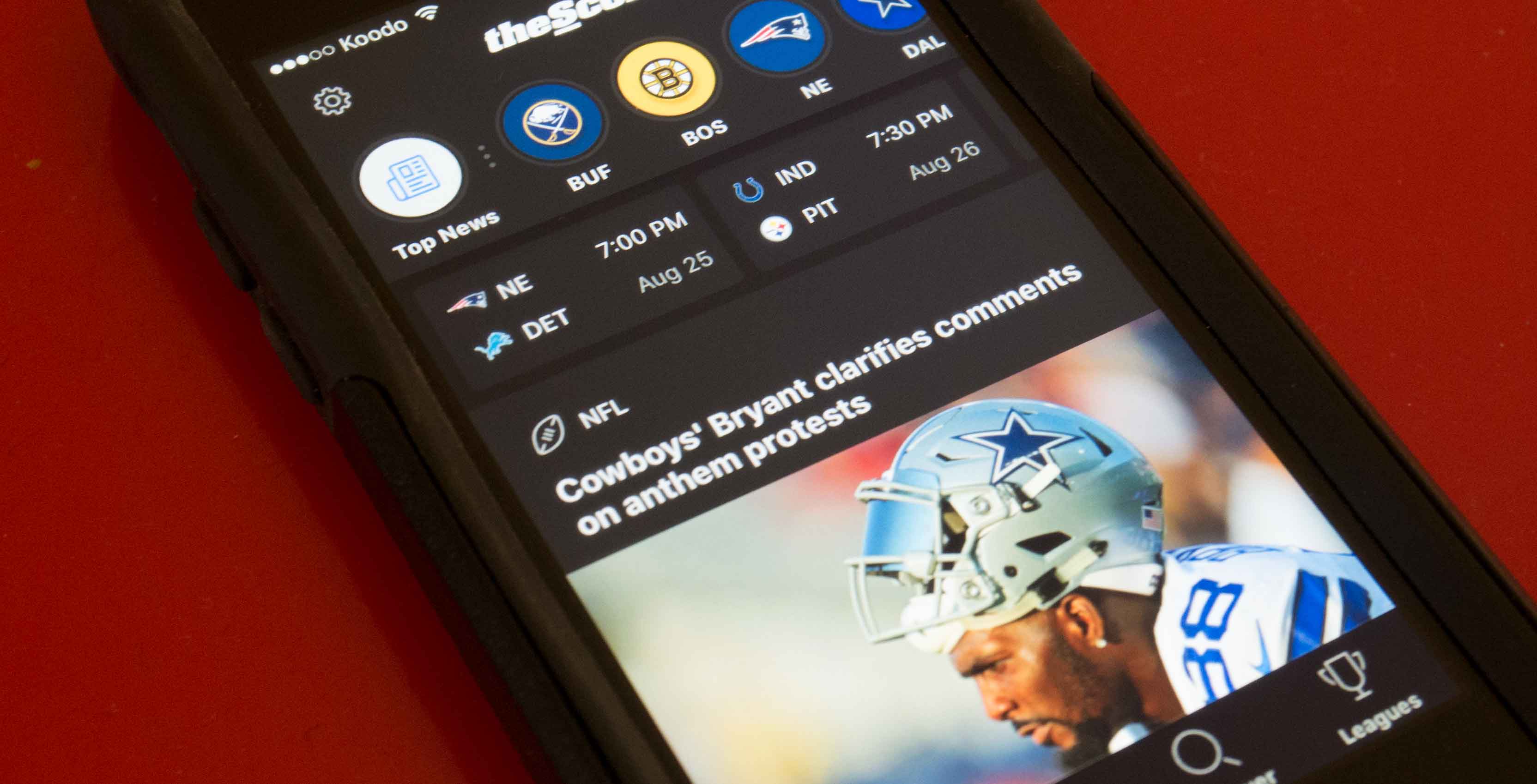 The Score app on iOS