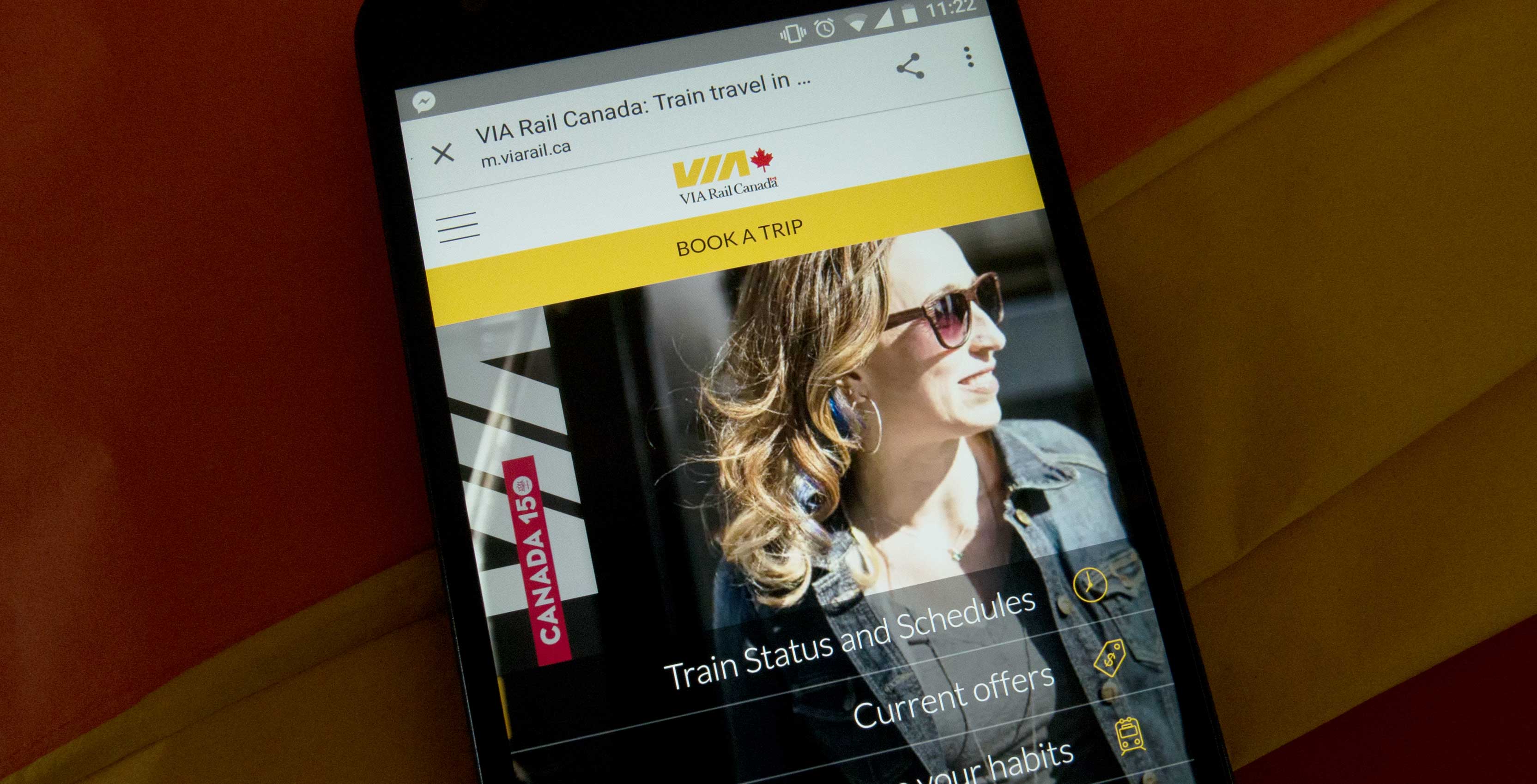 The Via Rail mobile site
