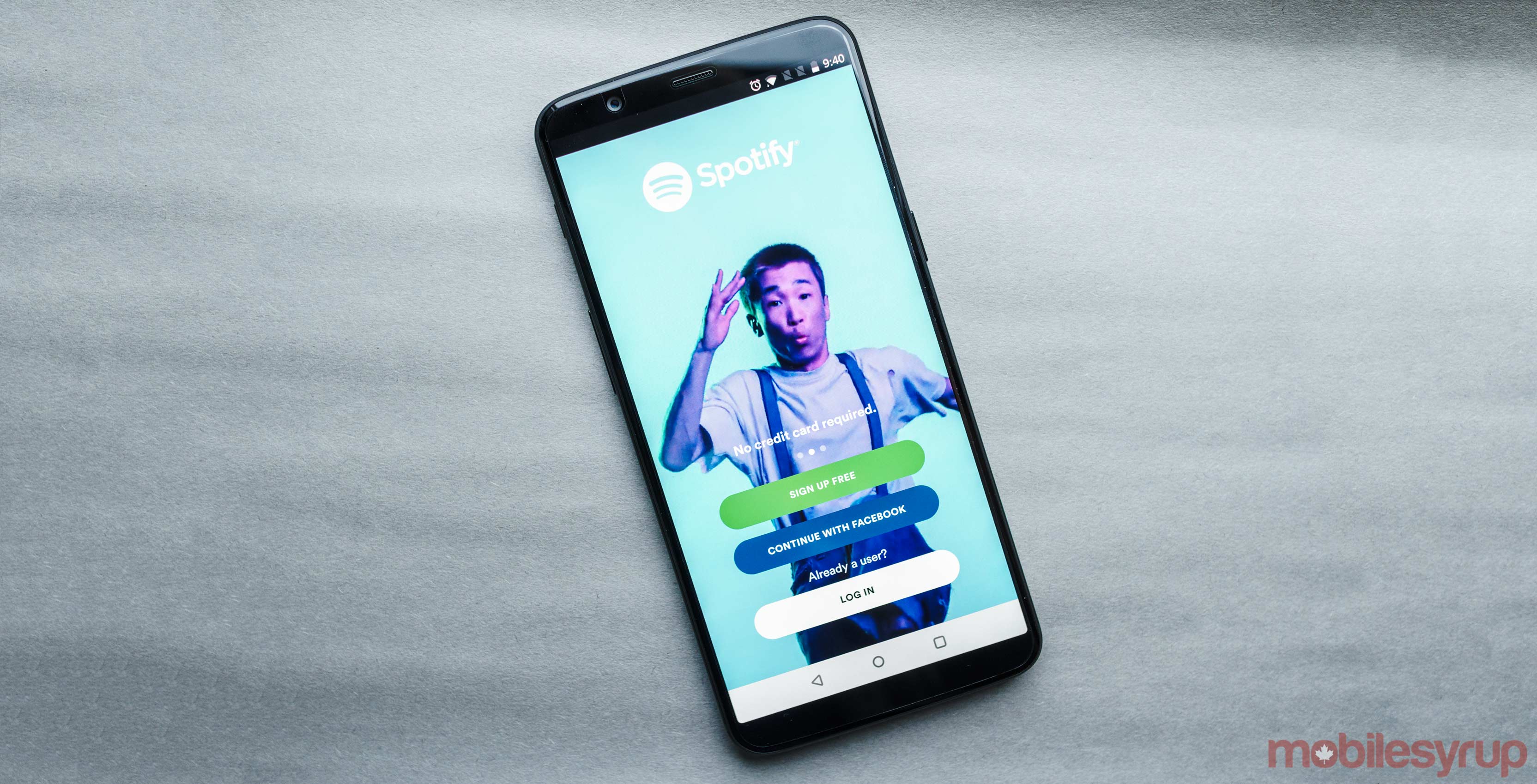 The Spotify login screen