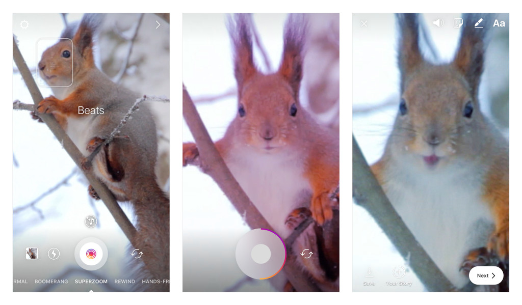 Instagram's new Superzoom effects
