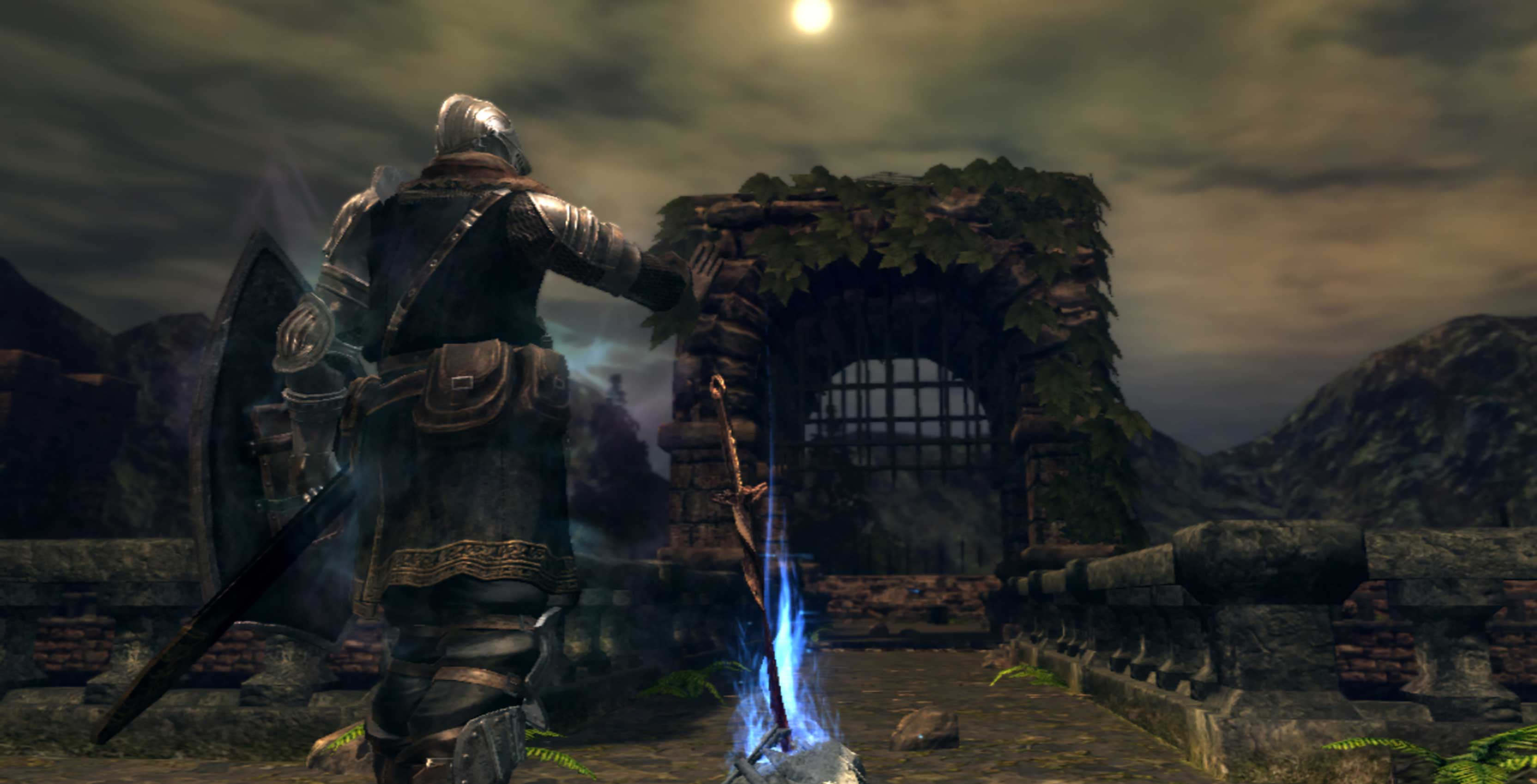 Dark Souls Knight at bonfire