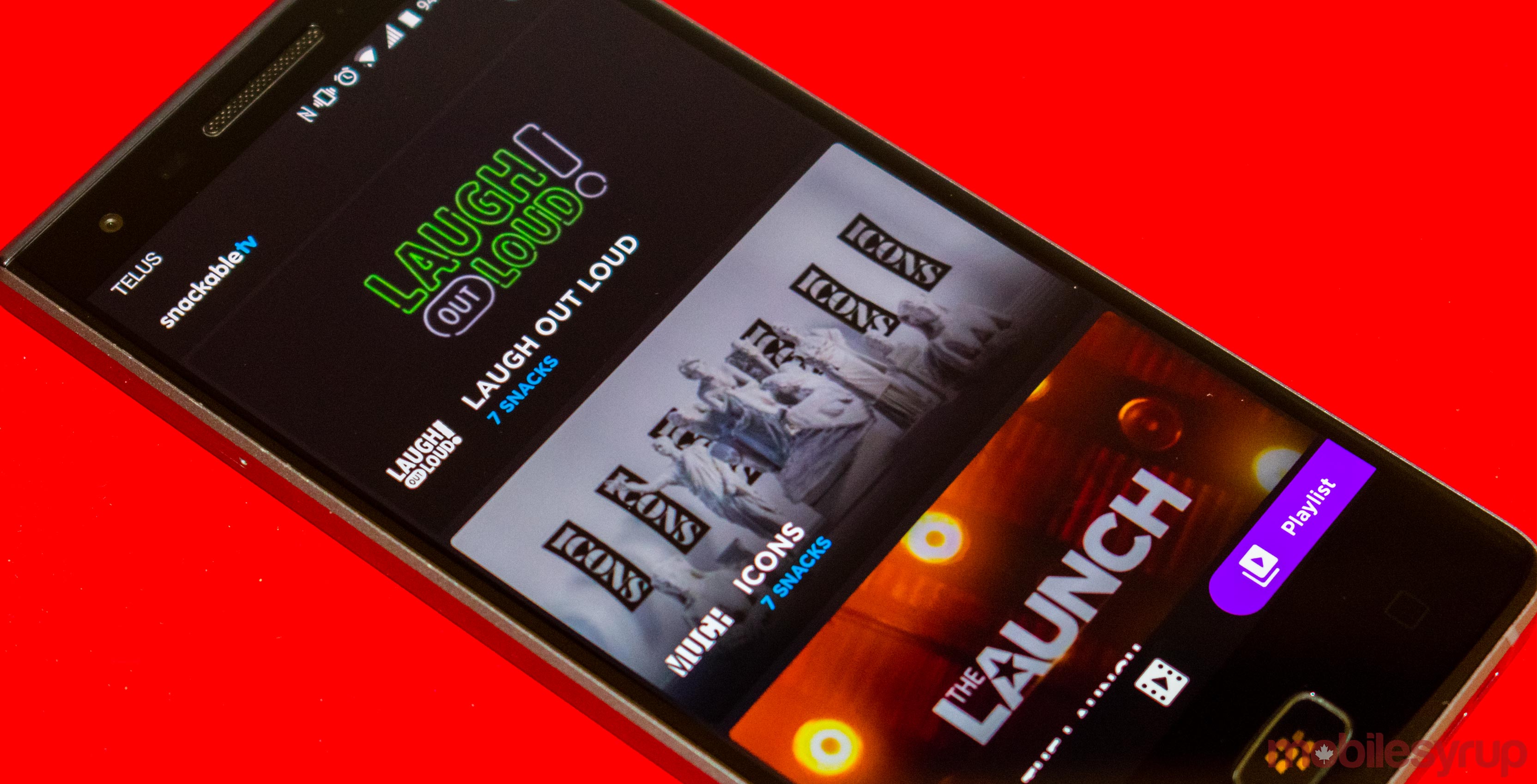 The StackableTV app on a BlackBerry Motion Android device.