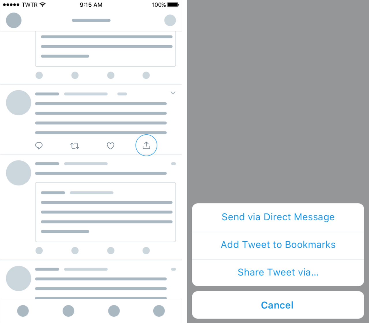 Twitter's new Share functionality