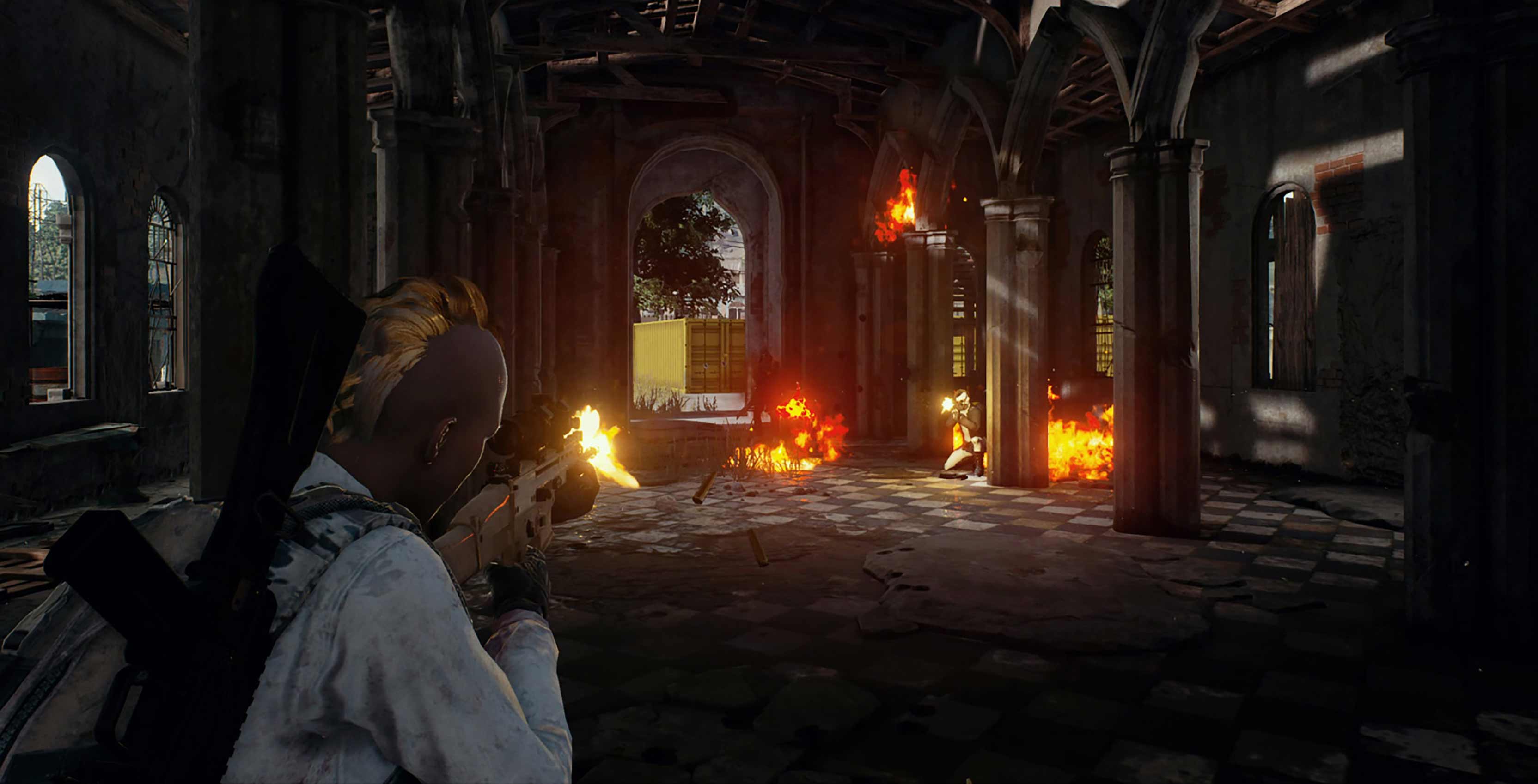 PUBG combat in church
