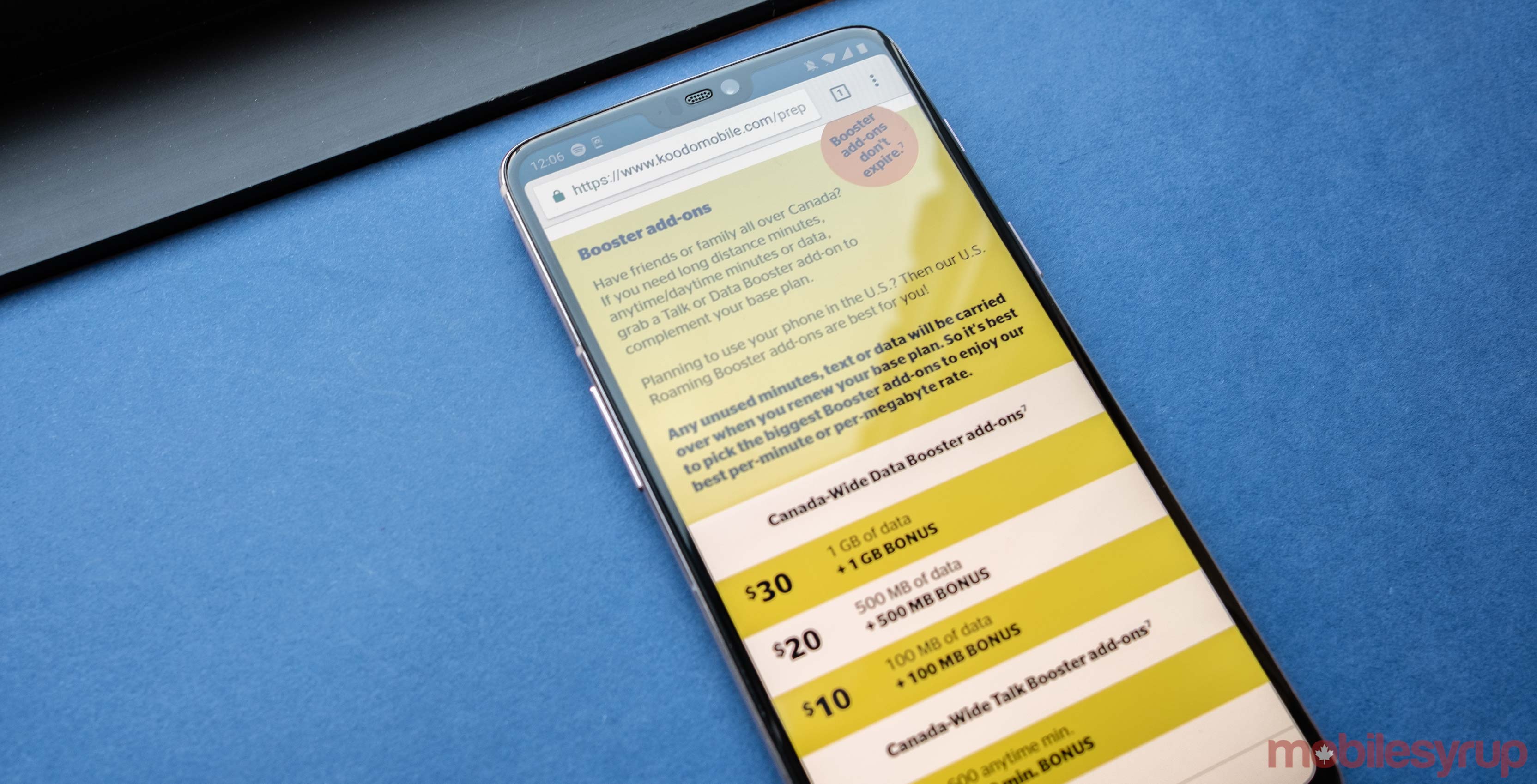 Koodo's Booster webpage