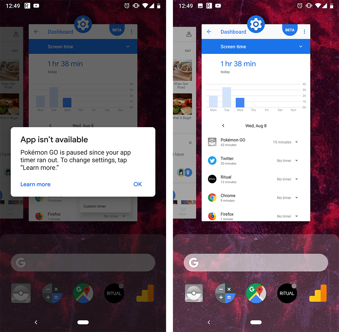 Digital Wellbeing timers block apps