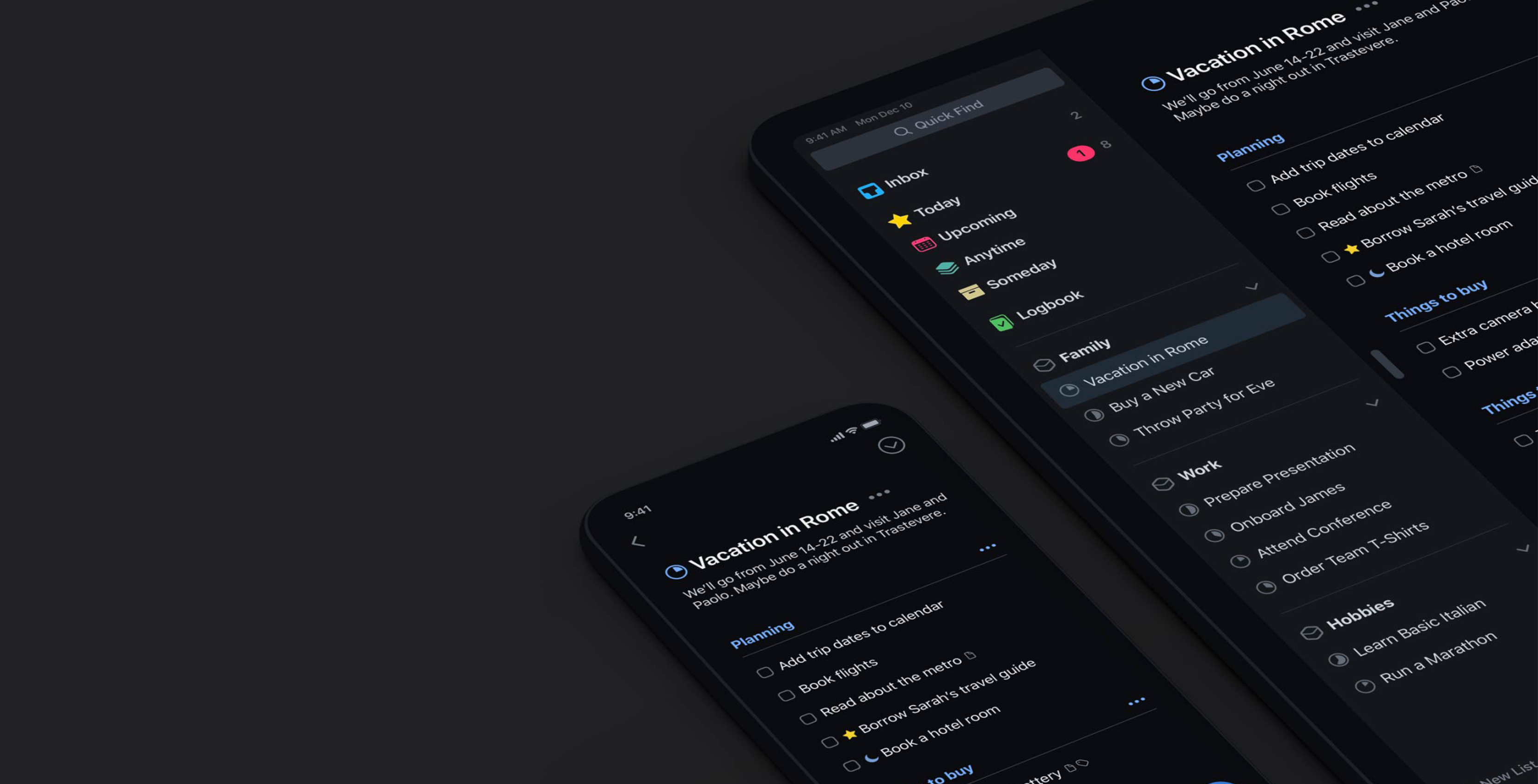 Things task manager dark mode