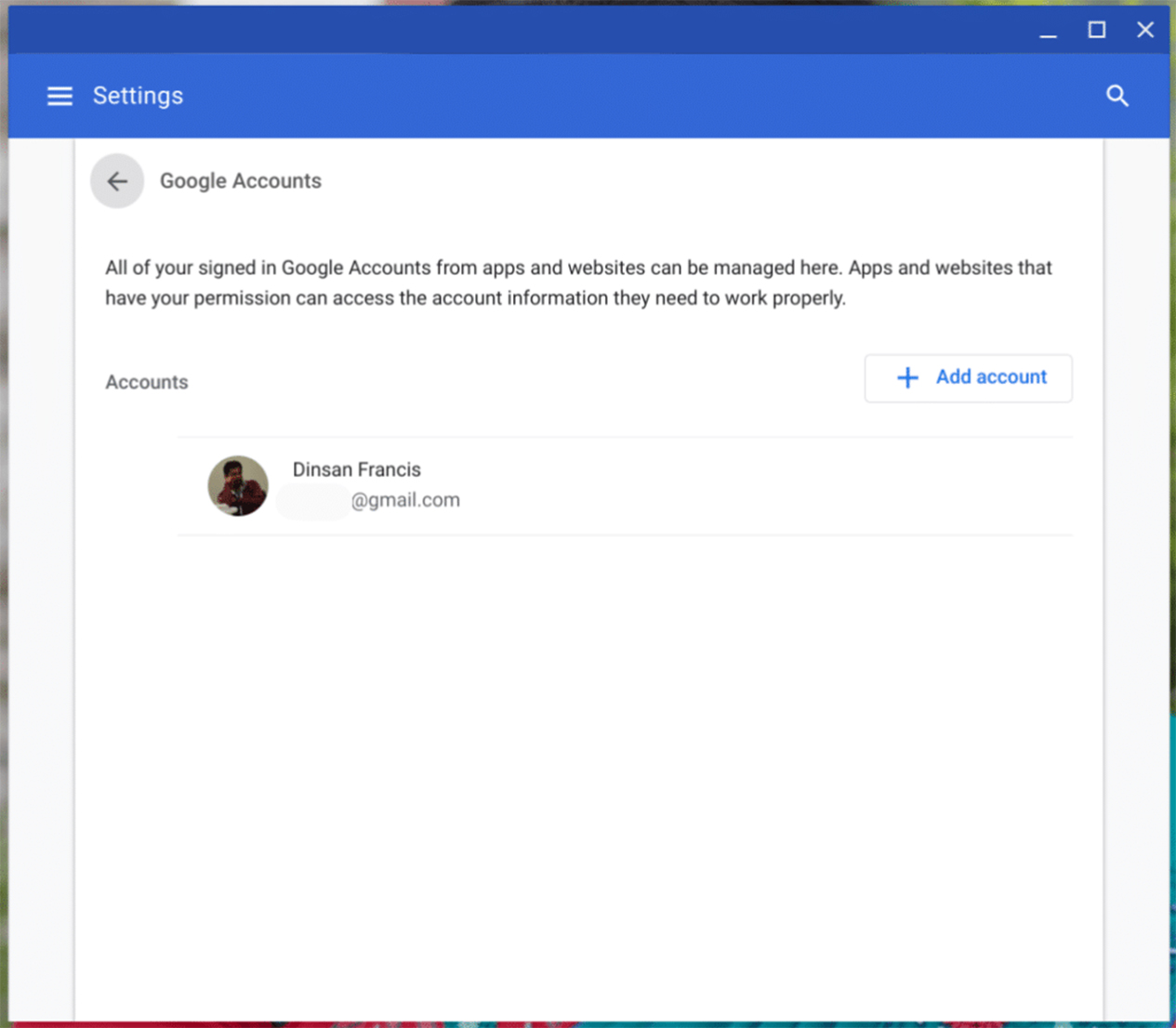 Chrome OS adding accounts