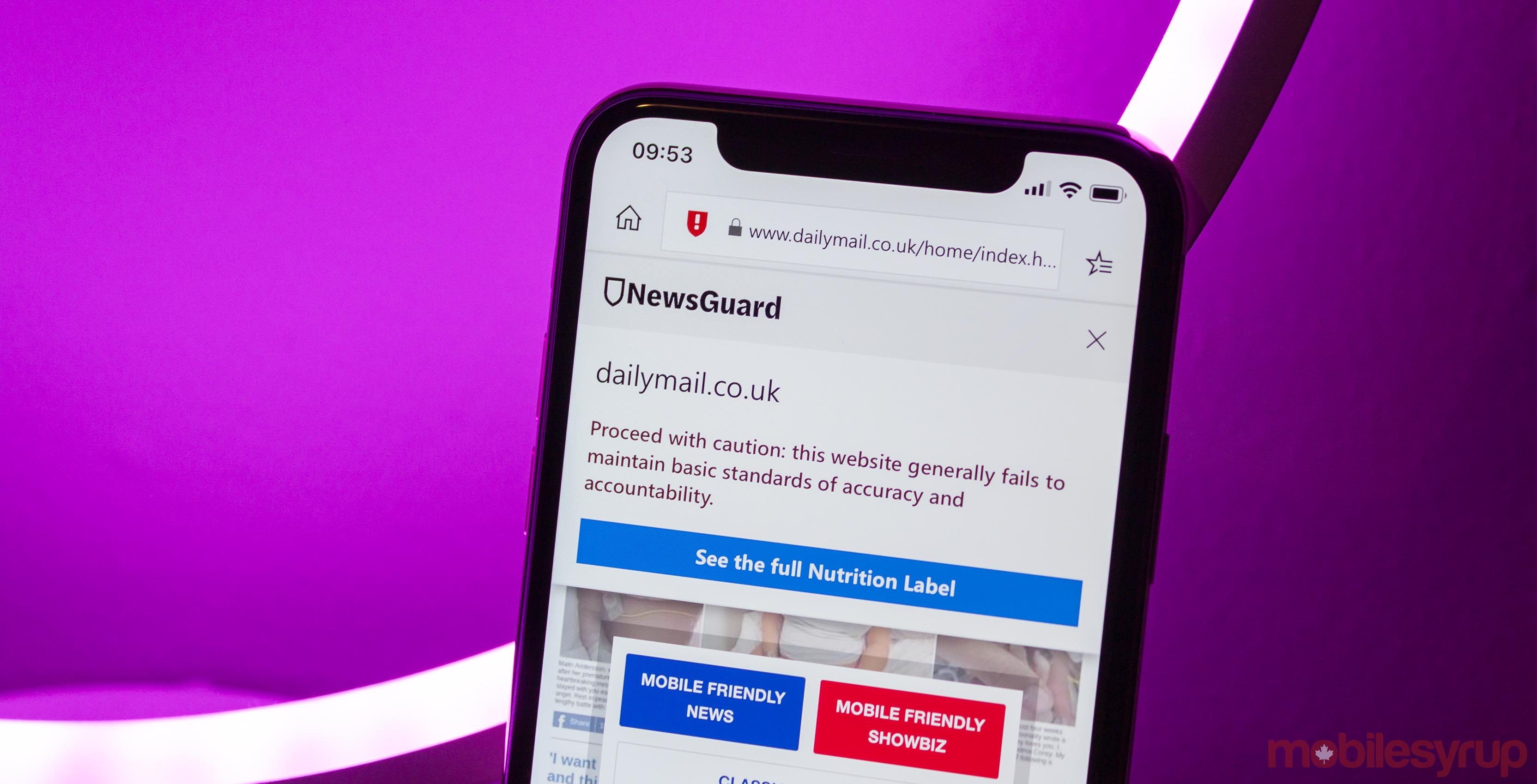 NewsGuard in Edge for mobile