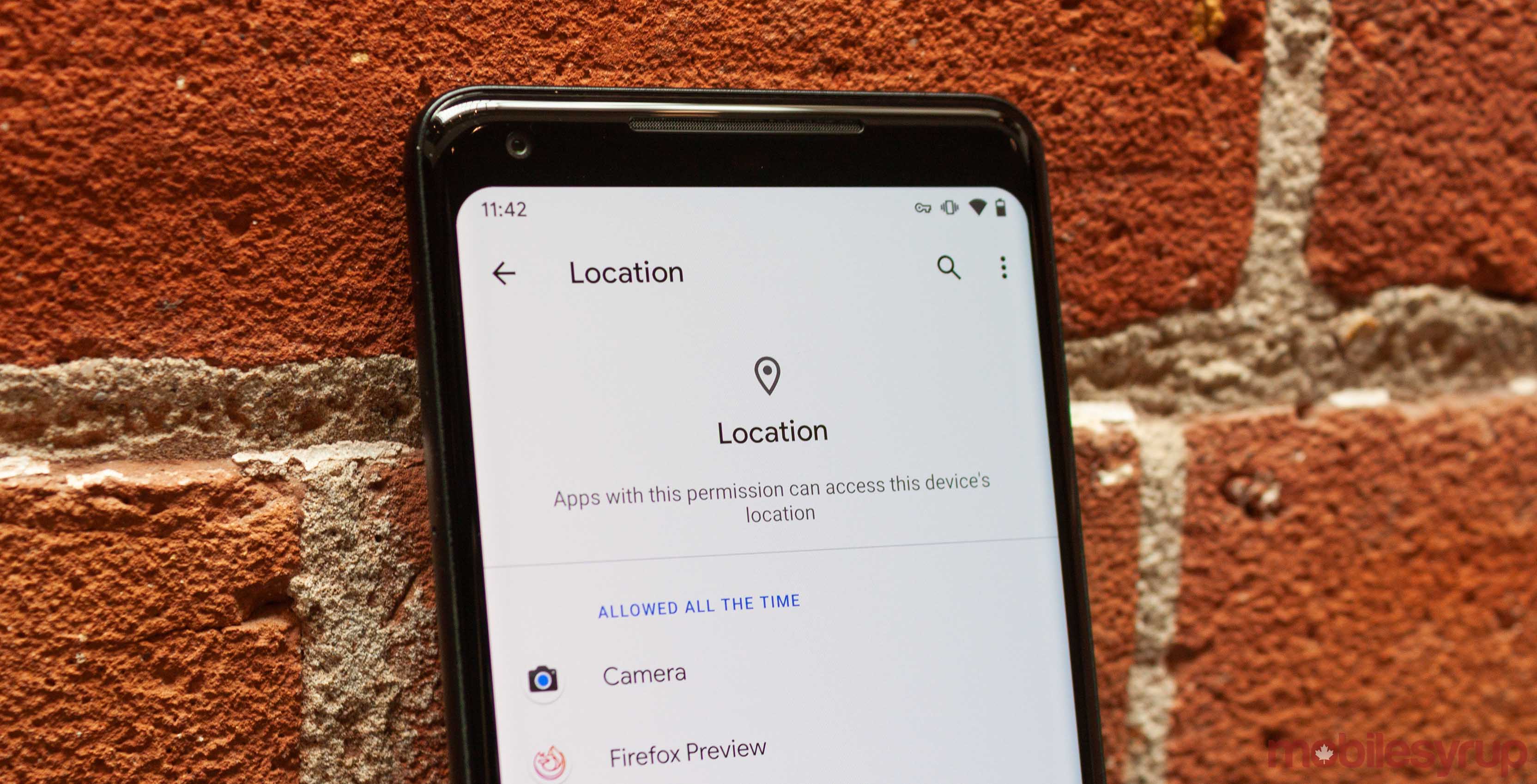 Android Q location menu