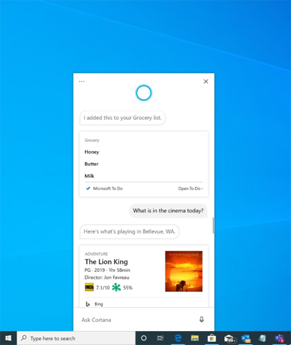 Refreshed Cortana experience