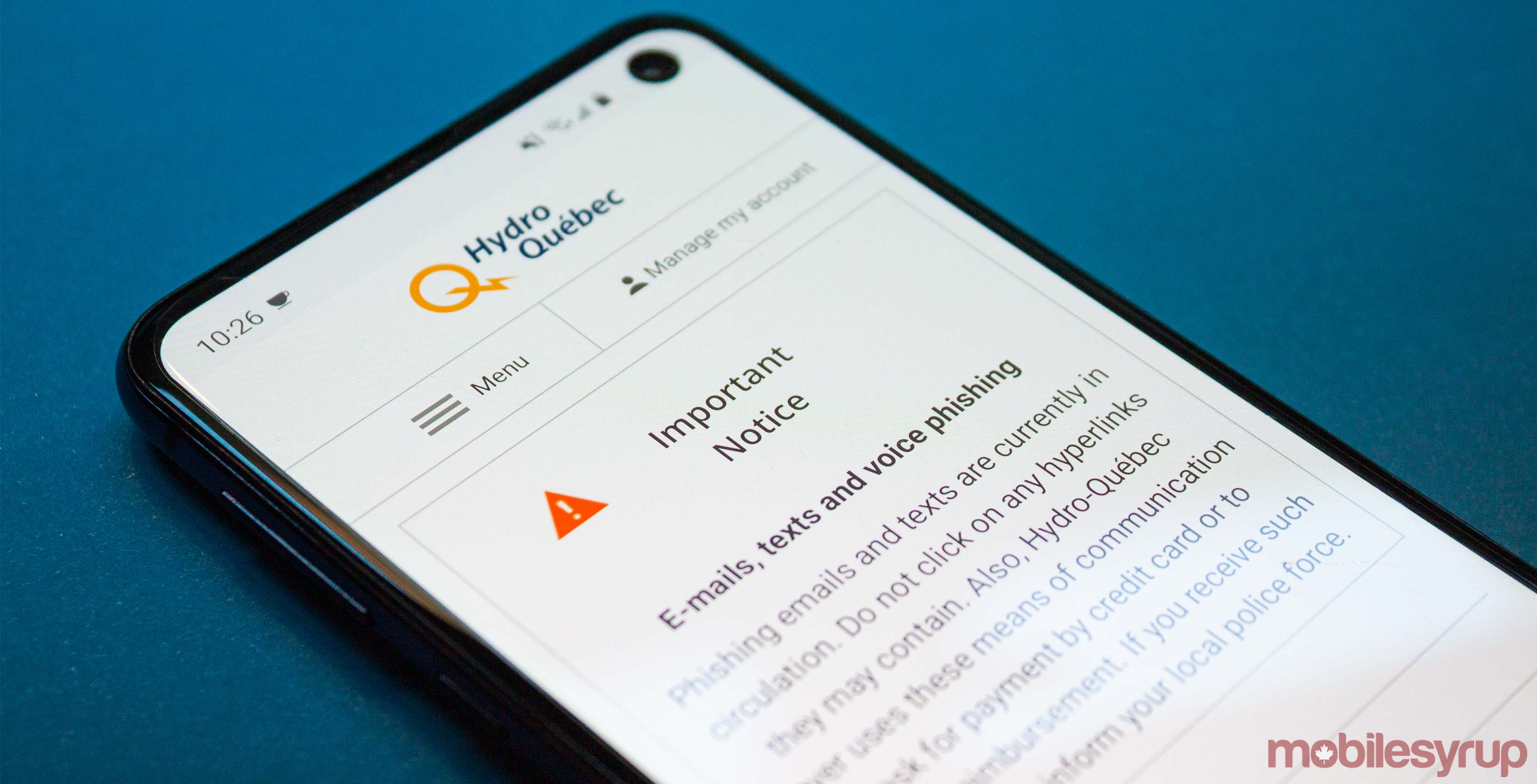 Hydro-Quebec spam notice