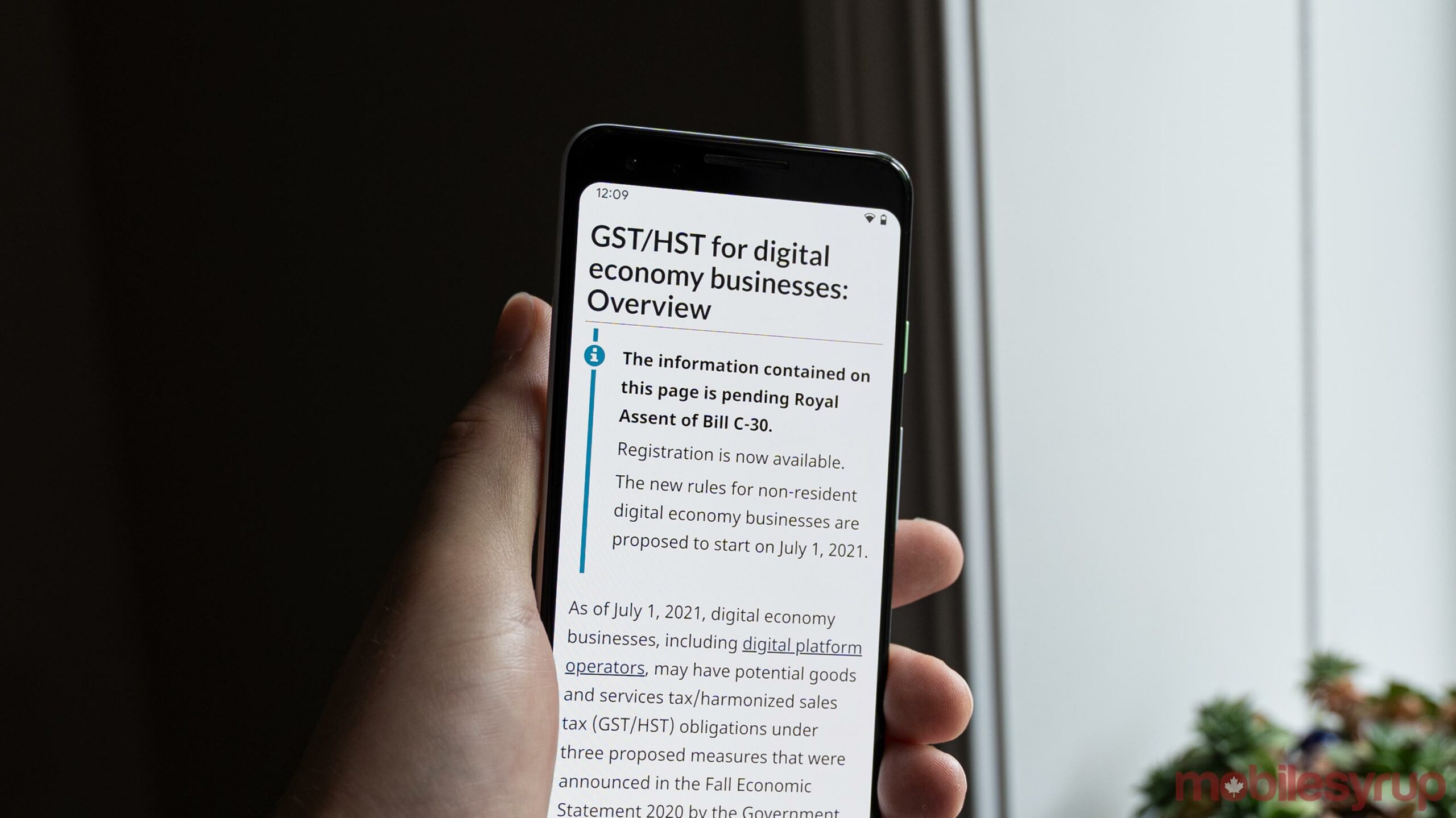 CRA website detailing Canada's digital tax
