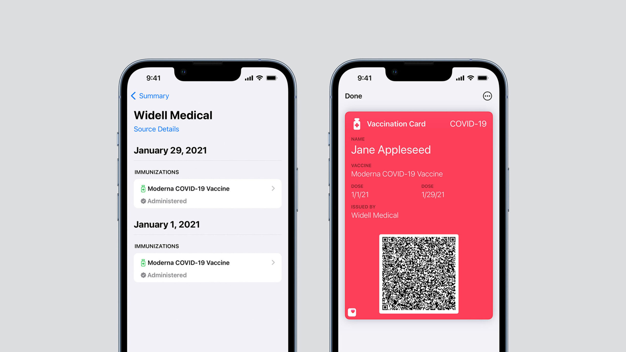 Apple Health app vaccine QR code