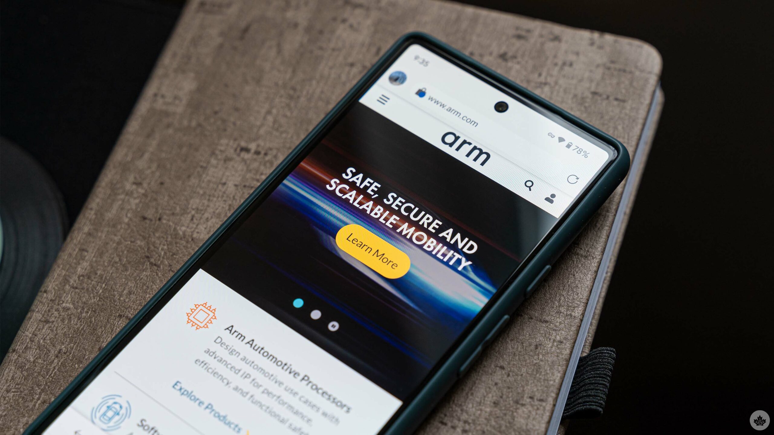 Arm website on a smartphone