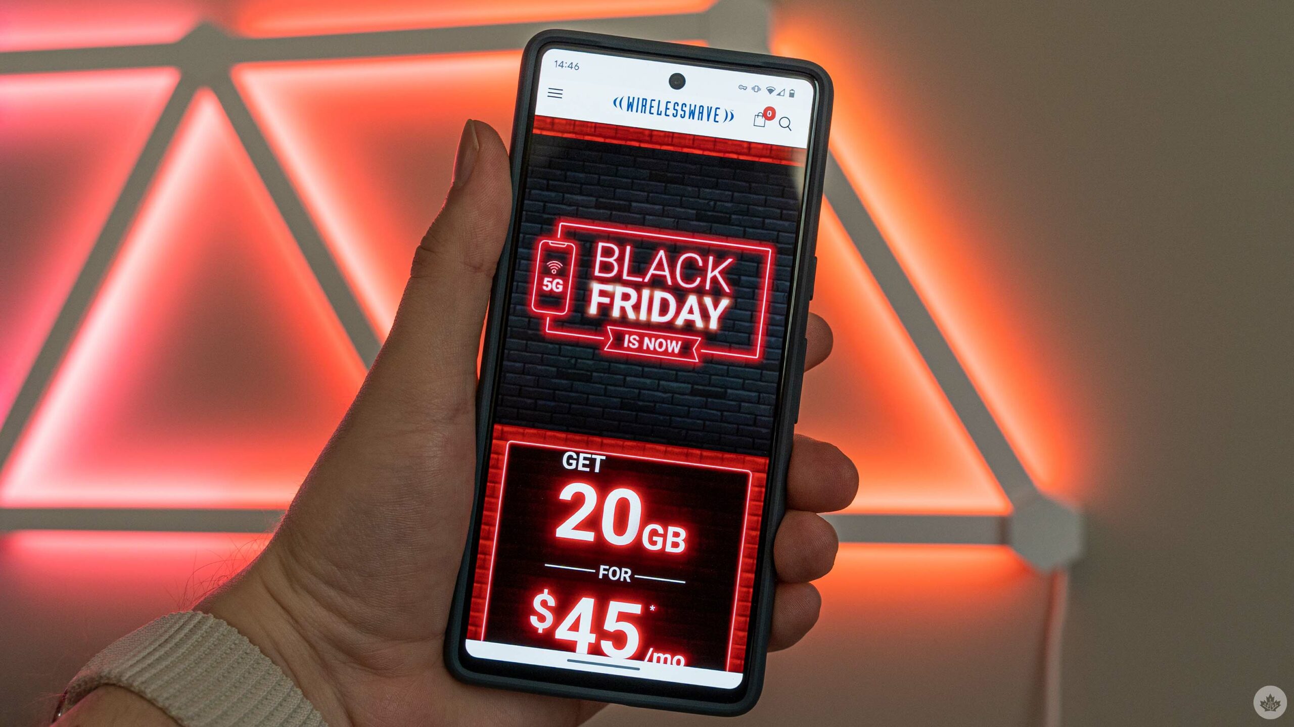 Wireless Wave website on a smartphone