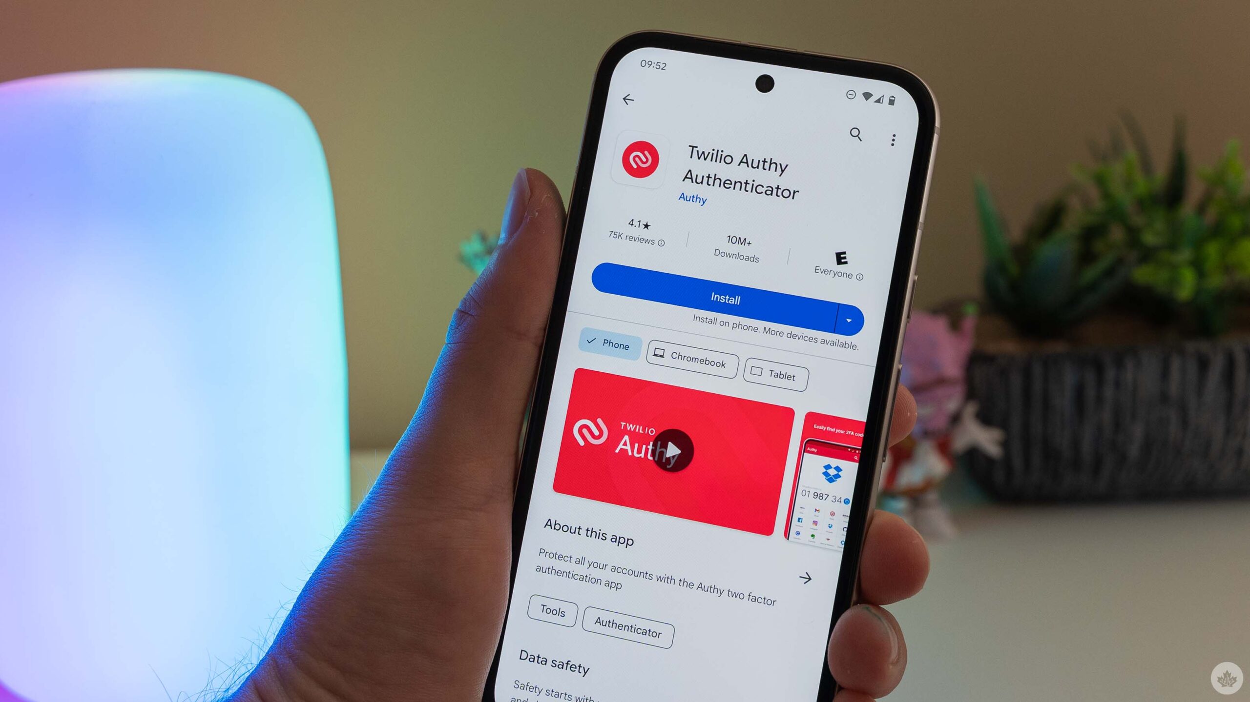 Twilio's Authy app on the Play Store.