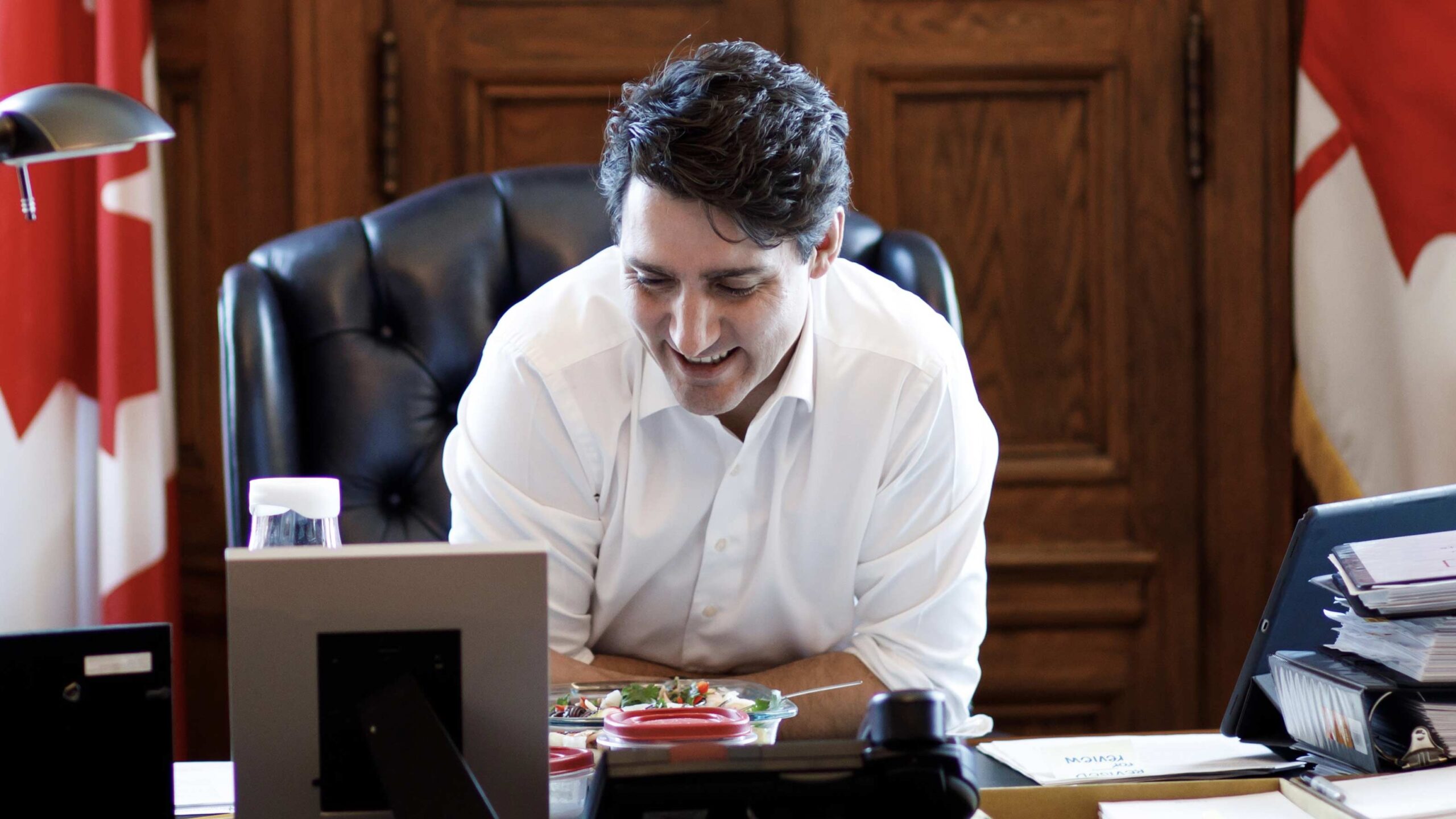 Justin Trudeau at desk