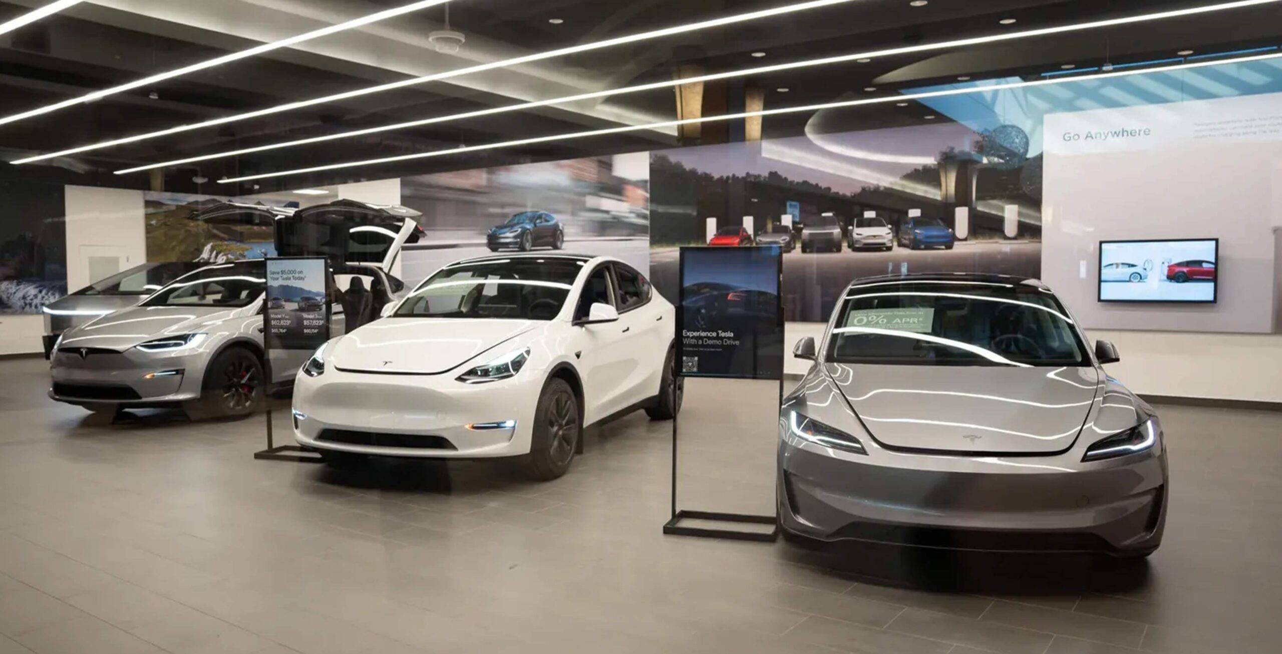 A set of Tesla cars at the Hamilton showroom when it opened