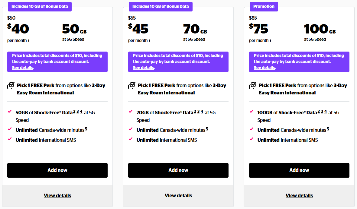 Koodo plans as of December 12, 2025