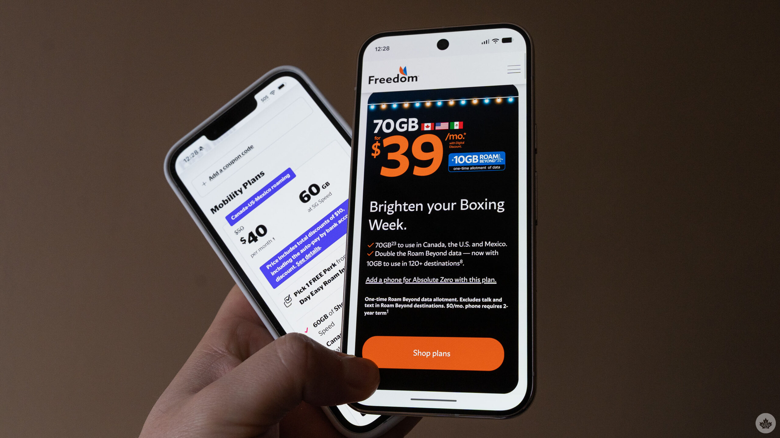 Koodo and Freedom websites on smartphones.