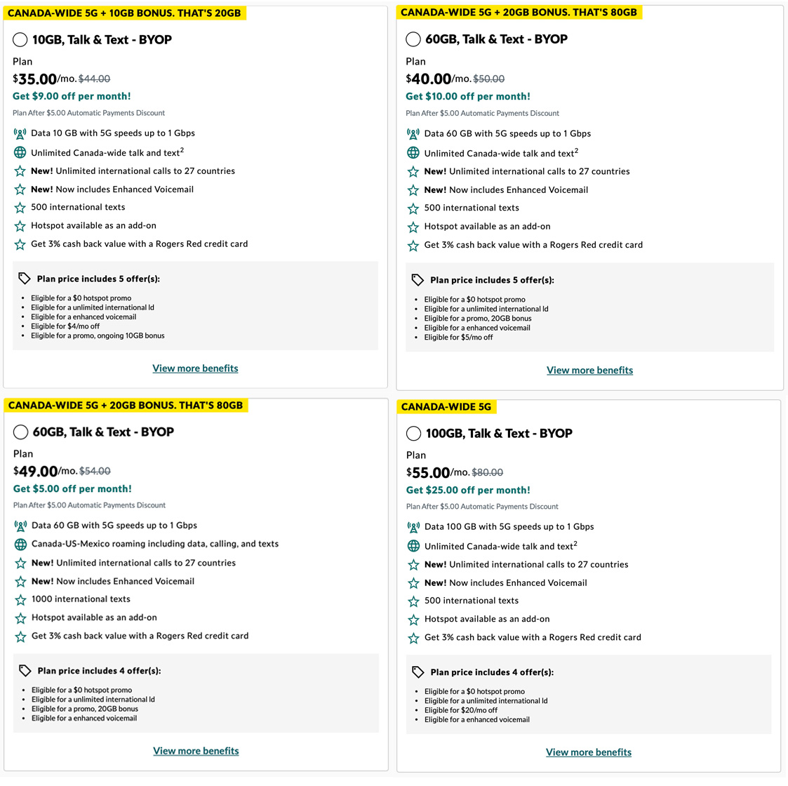 Fido plans as of March 10, 2026.