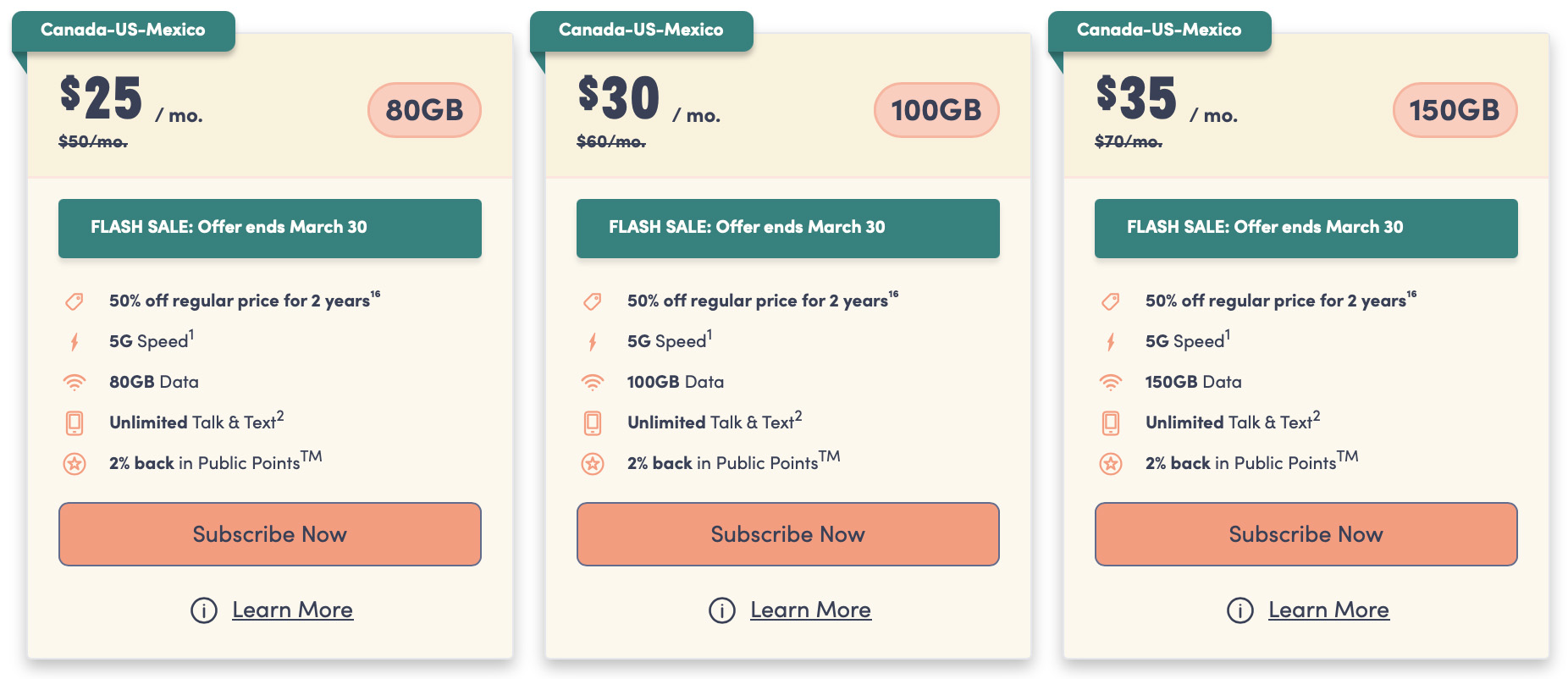 Public Mobile plans as of March 30, 2026.