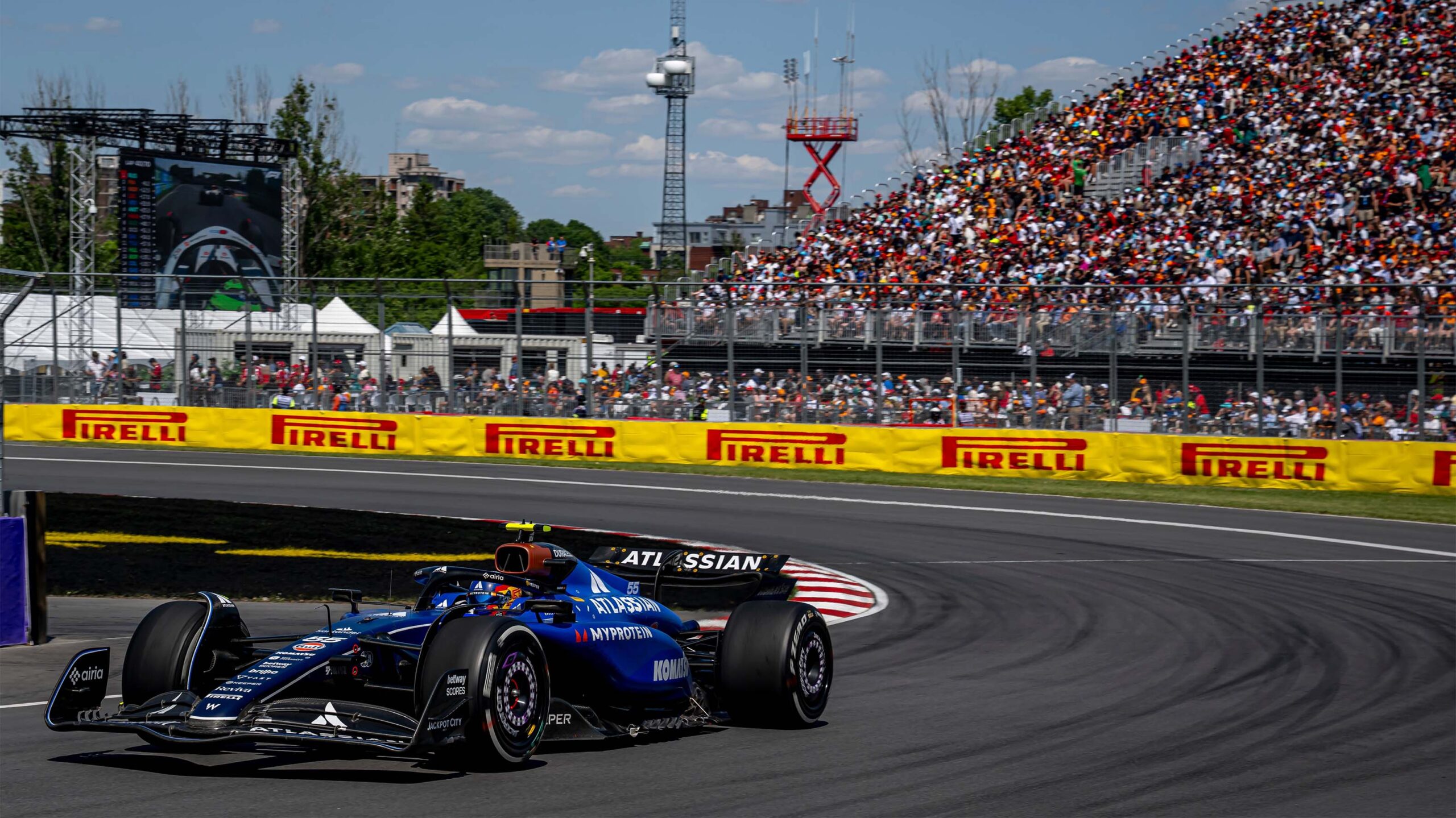 F1 car racing in Montreal.