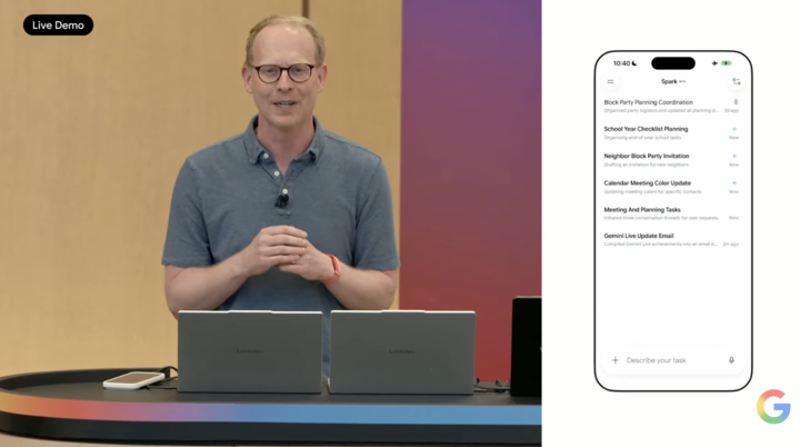 Gemini Spark demo on an iPhone.
