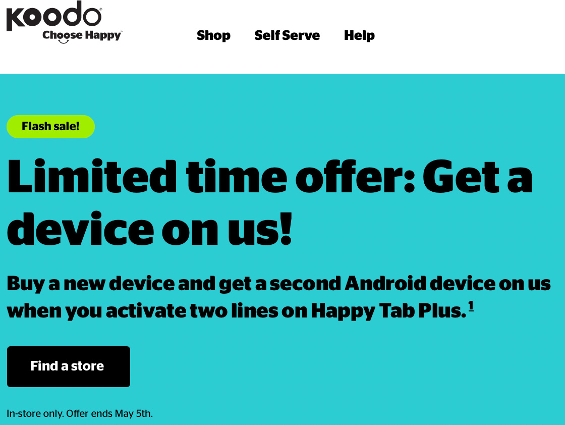 Koodo's BOGO deal.