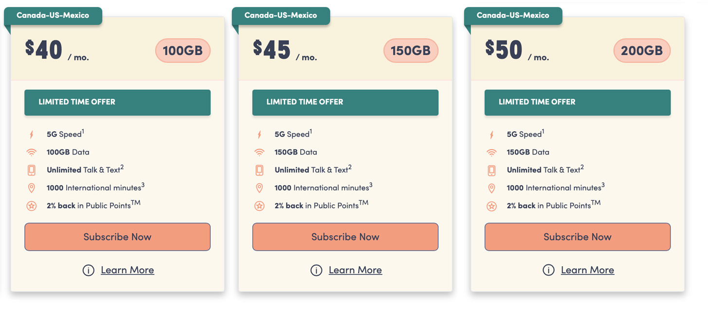 Public Mobile plans as of May 21, 2026.