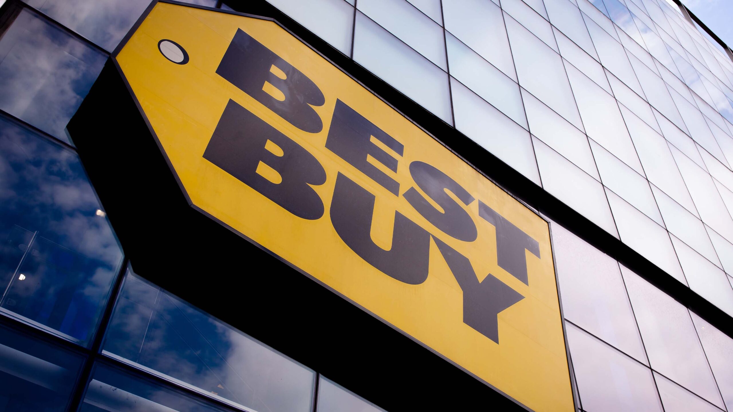Best Buy logo on a building.
