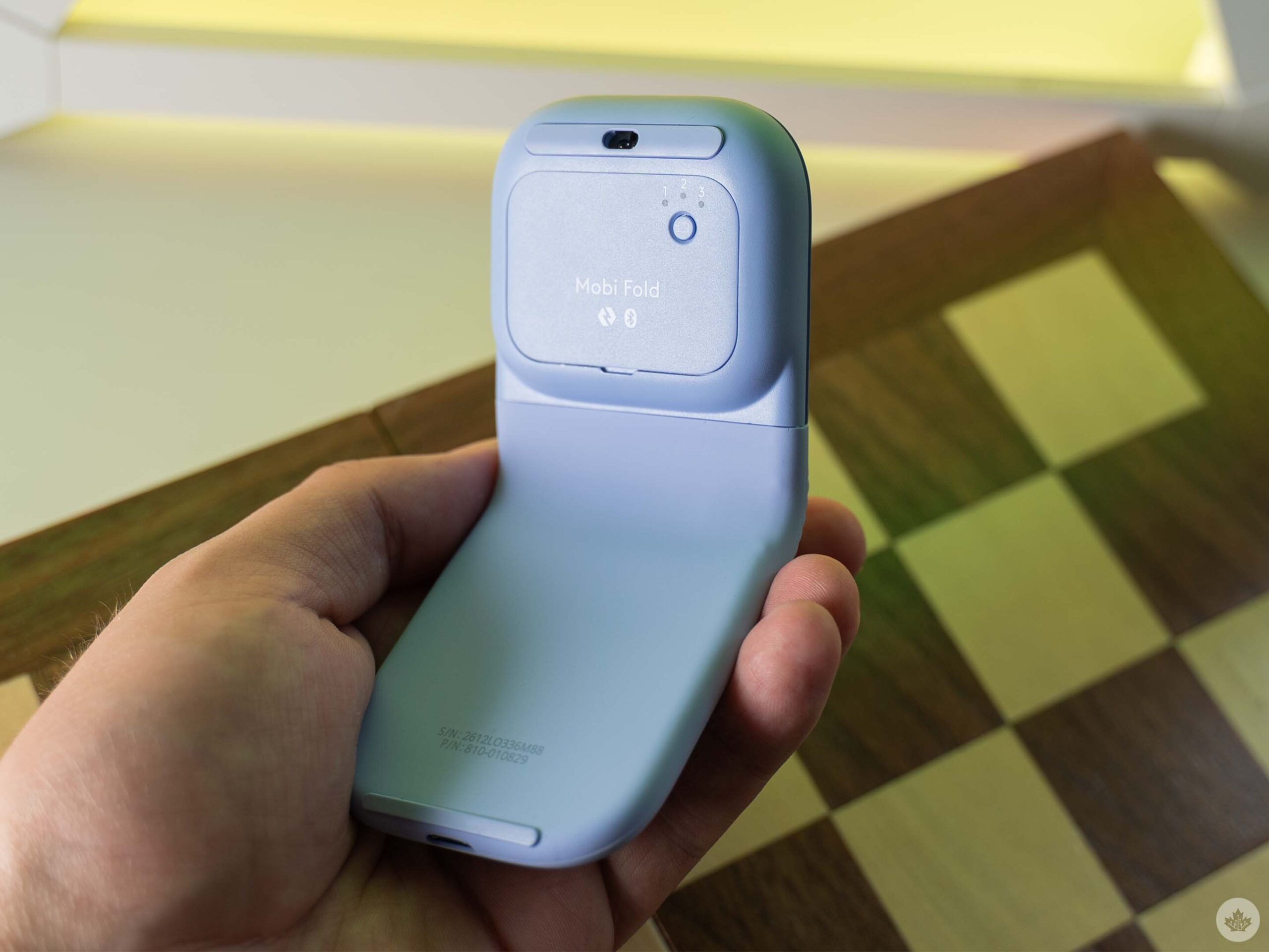 Underside of the Logitech Mobi Fold mouse.