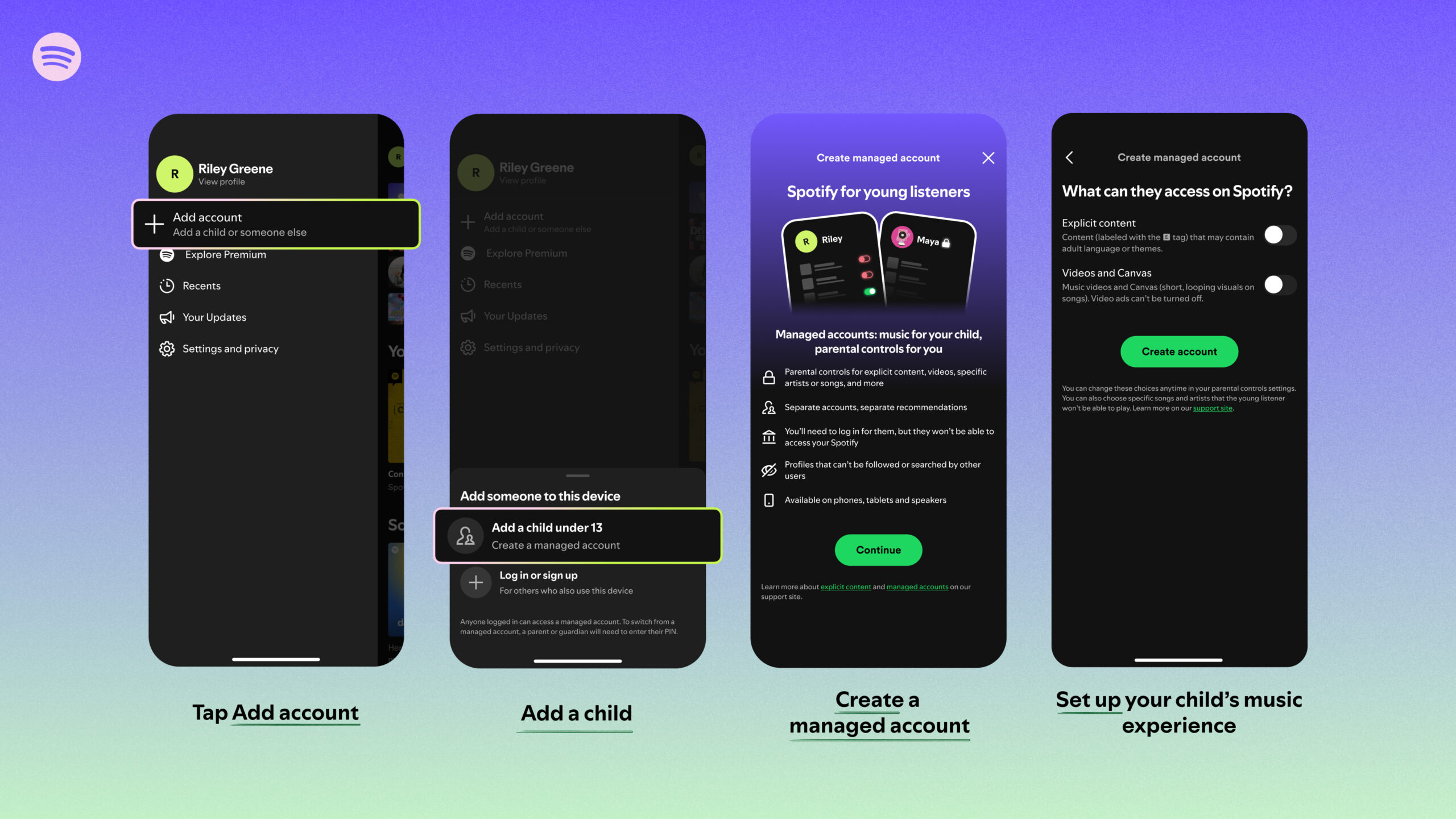 Creating a Managed Account on Spotify